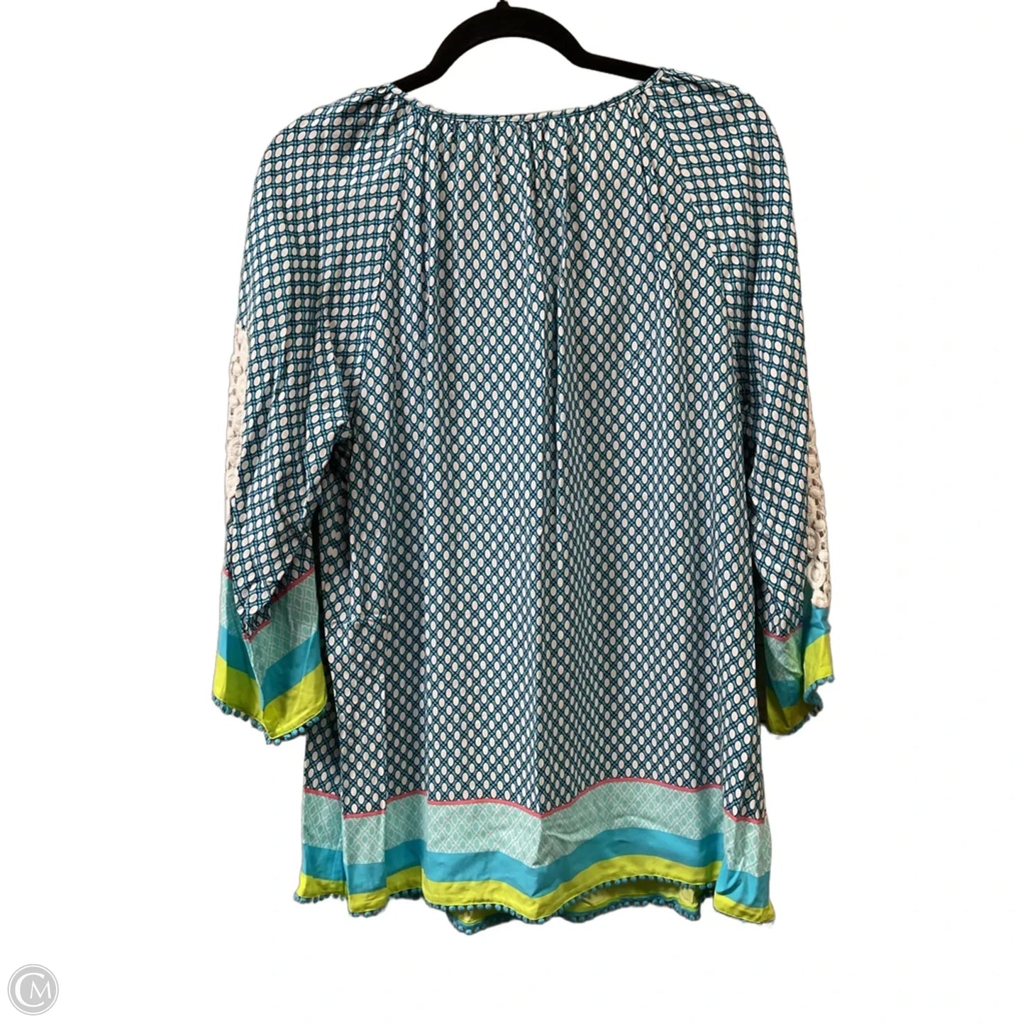 Top Long Sleeve By Crown And Ivy In Blue & White, Size: L