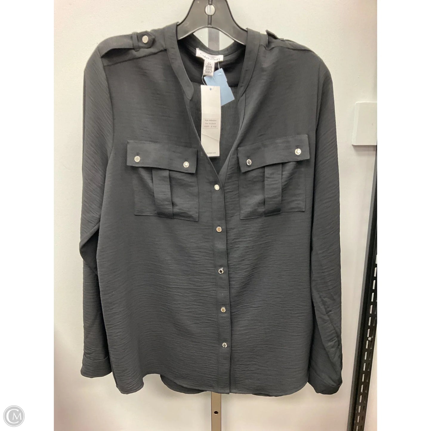 Top Long Sleeve By Calvin Klein In Black, Size: L