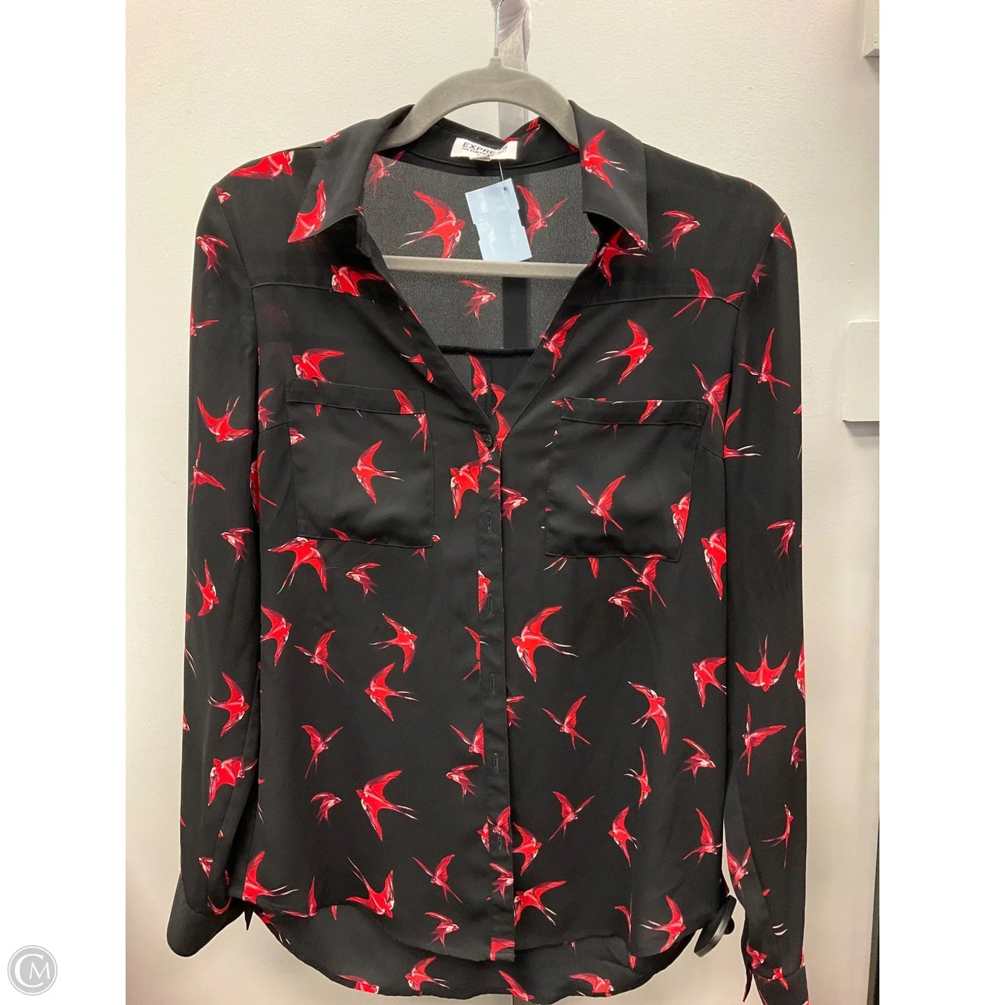 Top Long Sleeve By Express In Black & Red, Size: S