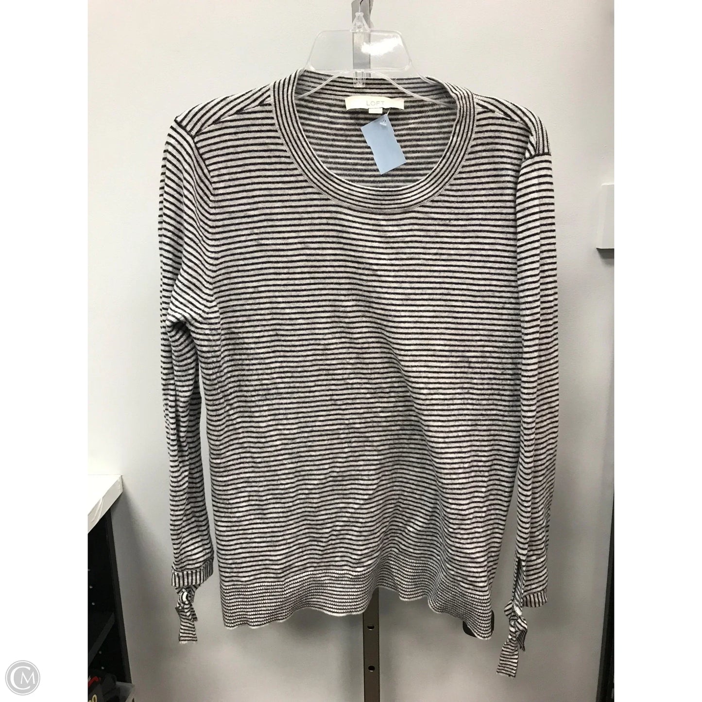 Top Long Sleeve By Loft In Black & Cream, Size: Xl