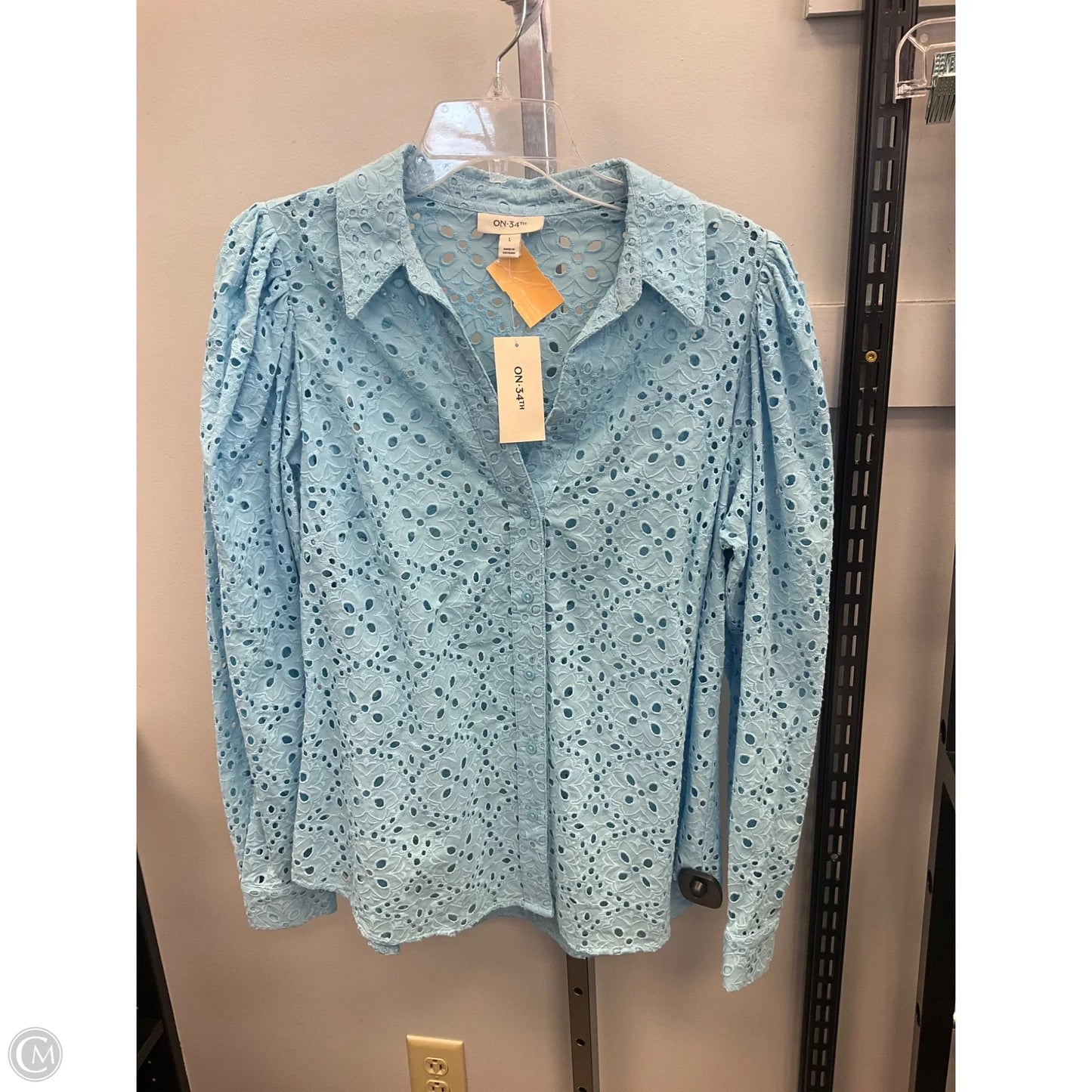 Top Long Sleeve By On 34th In Aqua, Size: L