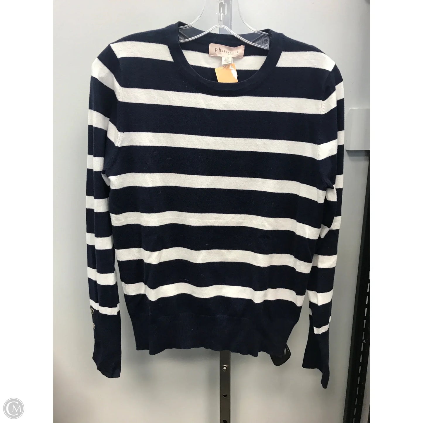 Top Long Sleeve By Philosophy In Striped Pattern, Size: M