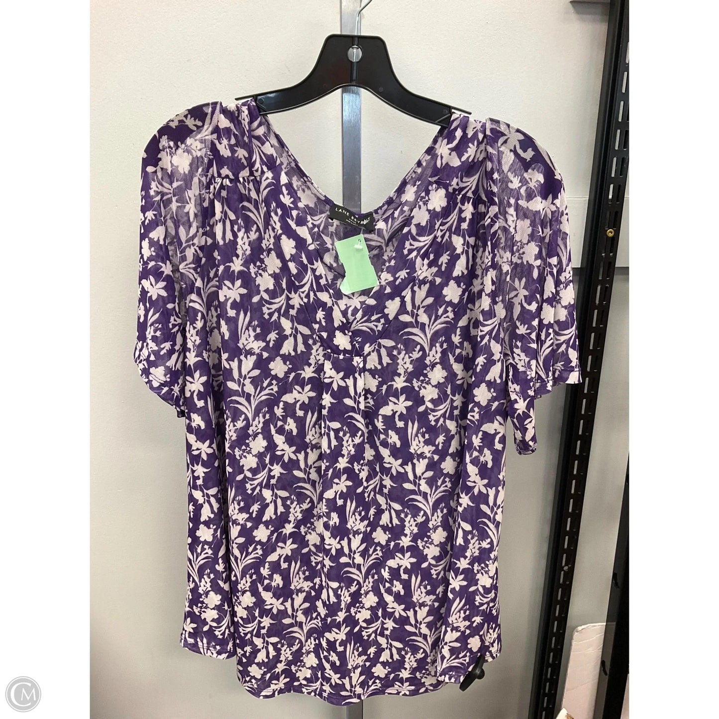 Top Short Sleeve By Lane Bryant In Purple & White, Size: 14
