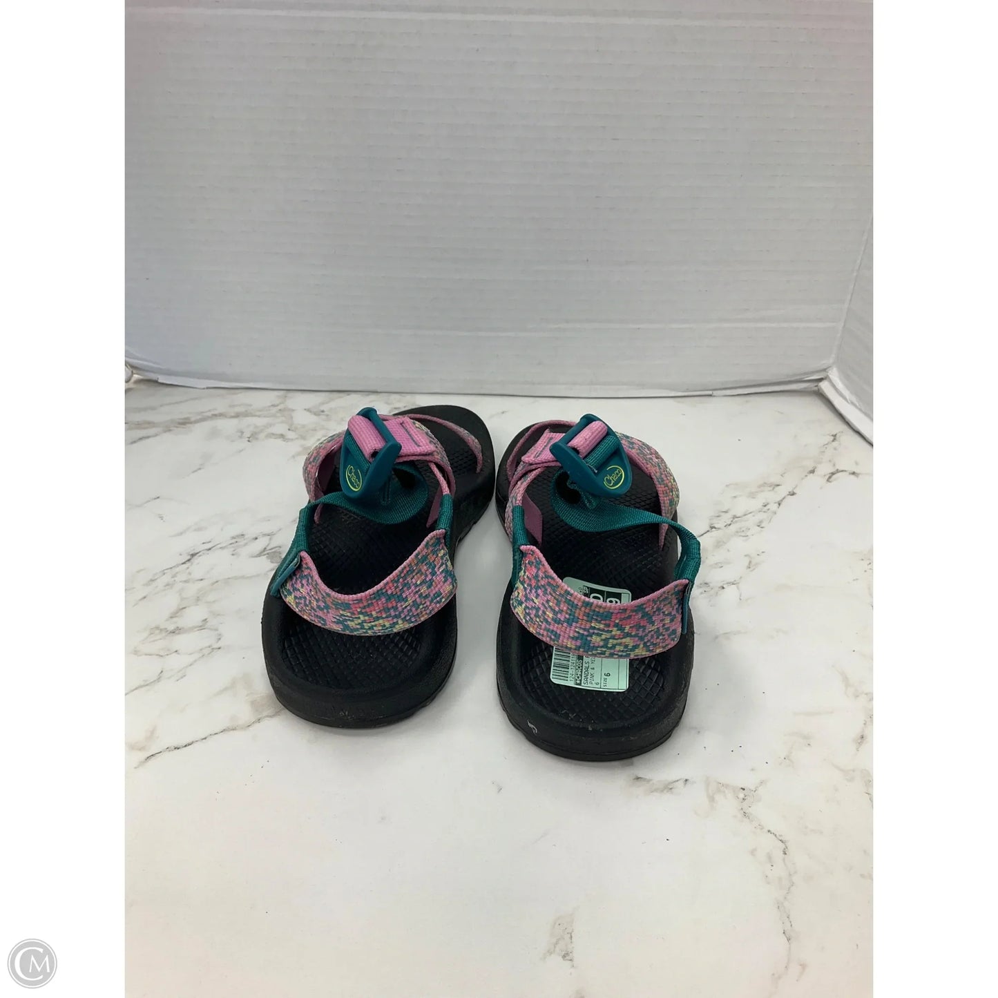 Sandals Flats By Chacos In Pink & Yellow, Size: 6