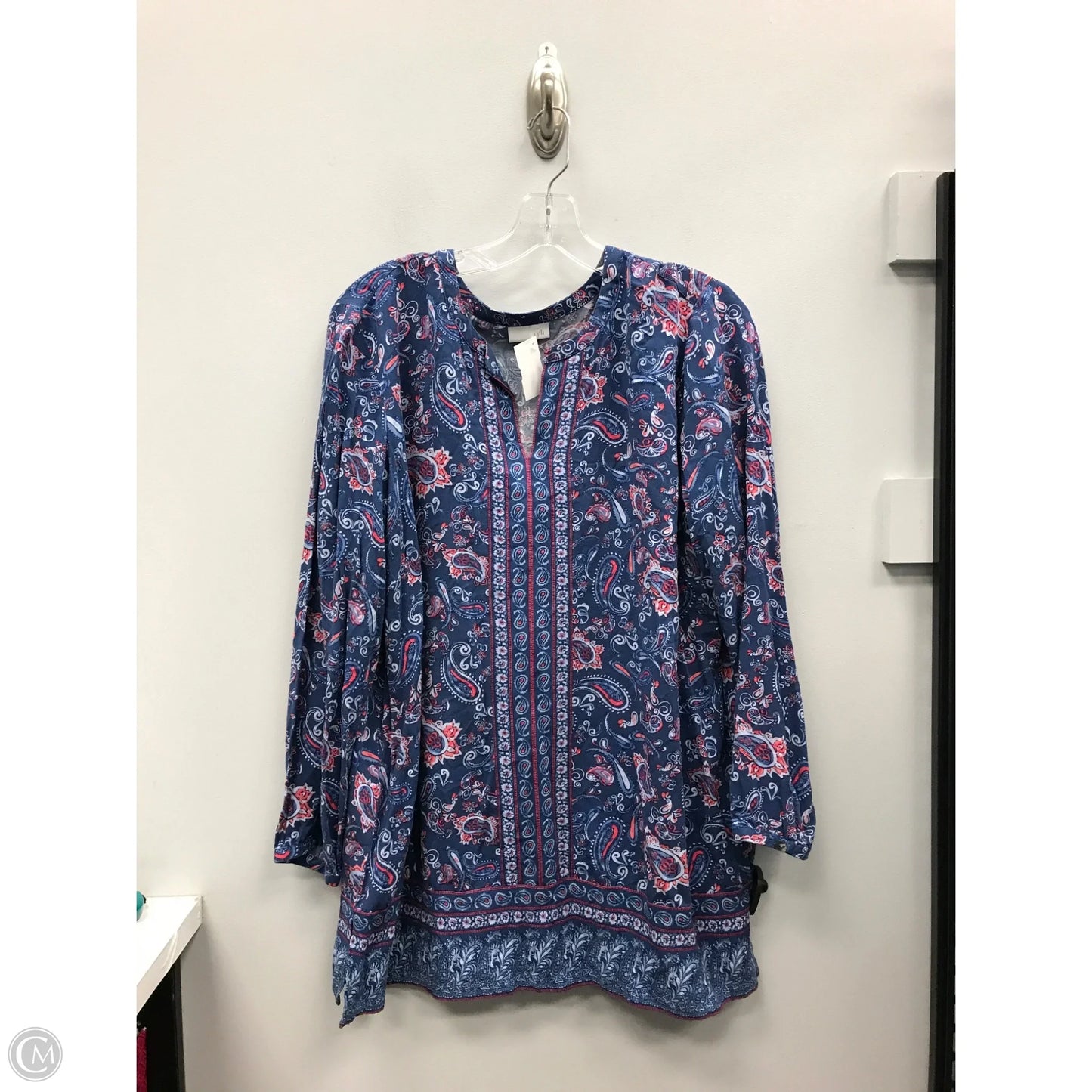 Top Long Sleeve By J. Jill In Blue & Red & White, Size: 1x