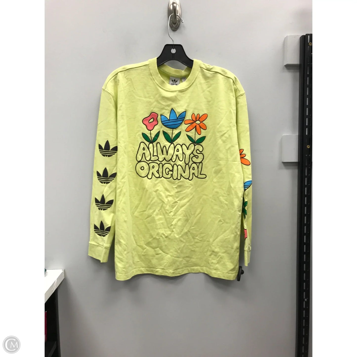 Athletic Top Long Sleeve Crewneck By Adidas In Yellow, Size: Xs