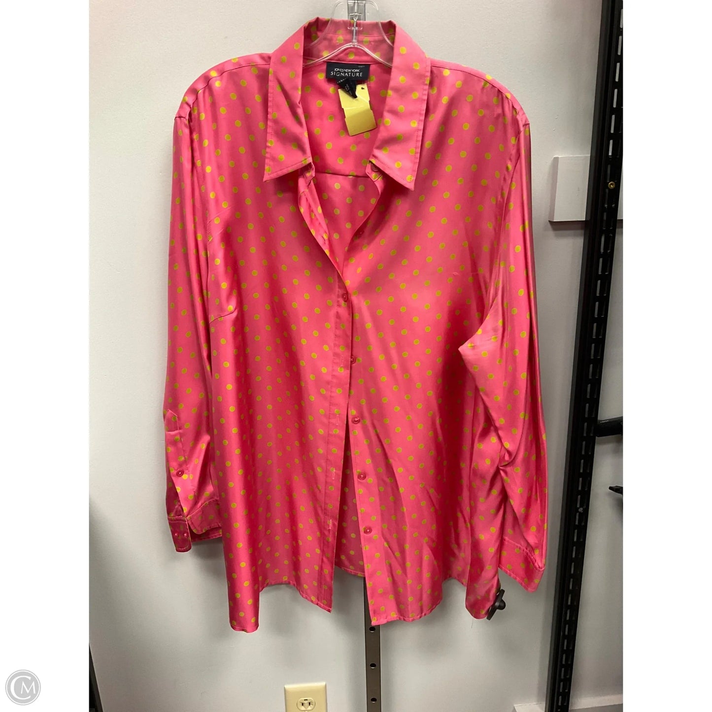 Top Long Sleeve By Jones New York In Pink & Yellow, Size: 2x