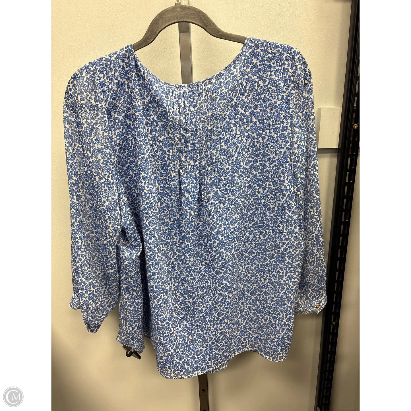 Top Long Sleeve By Tommy Hilfiger In Blue & White, Size: Xl