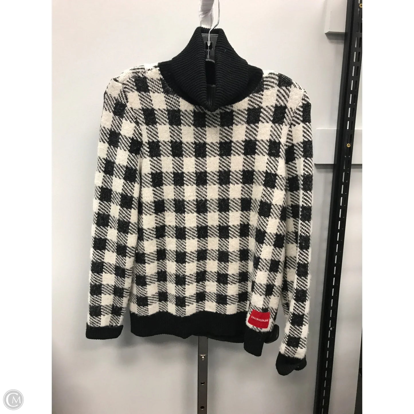 Sweater By Calvin Klein In Black & White, Size: S