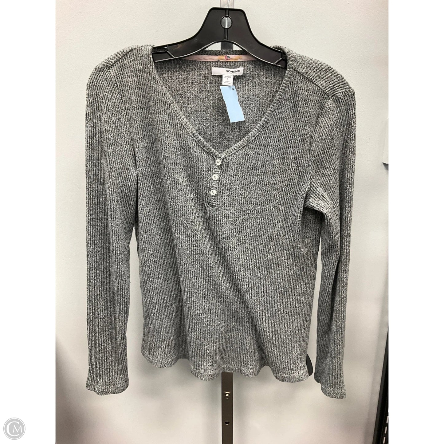 Top Long Sleeve By Sonoma In Grey, Size: S