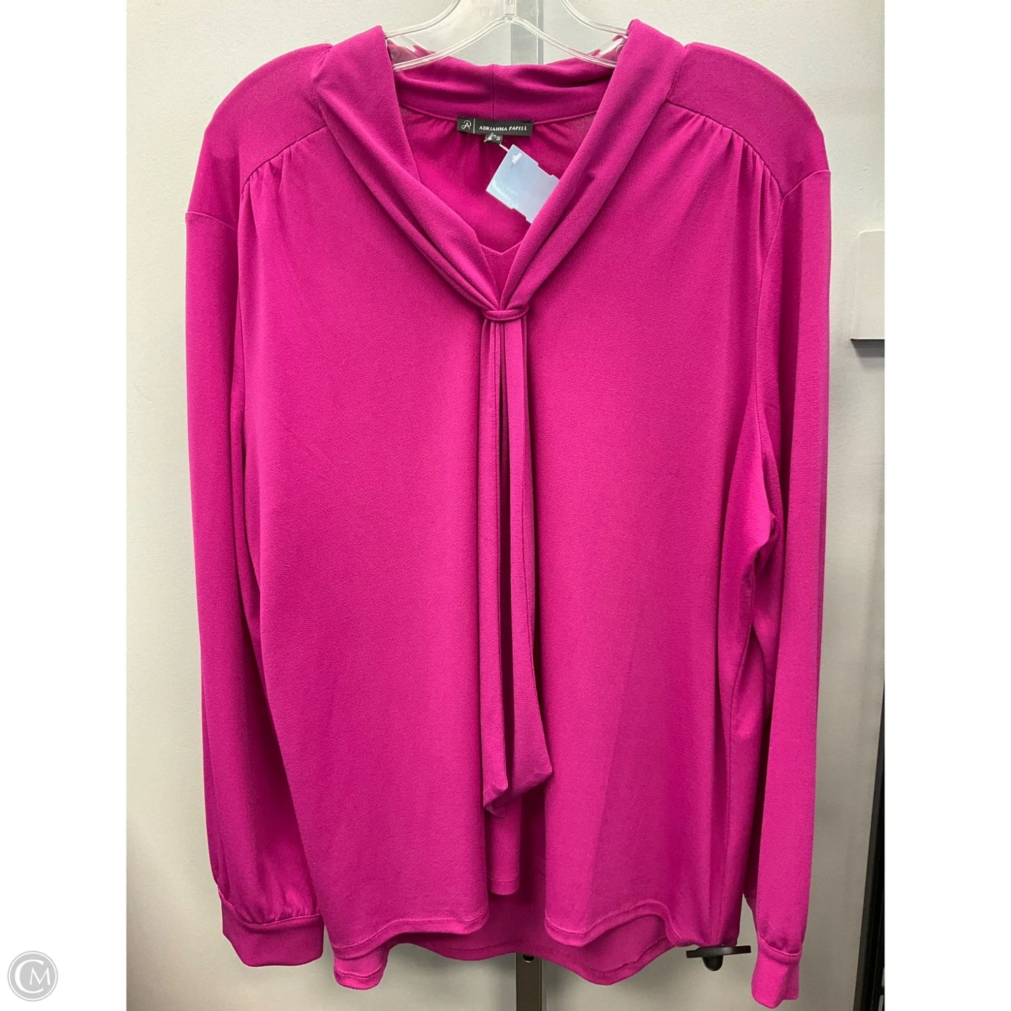 Blouse Long Sleeve By Adrianna Papell In Pink, Size: Xl