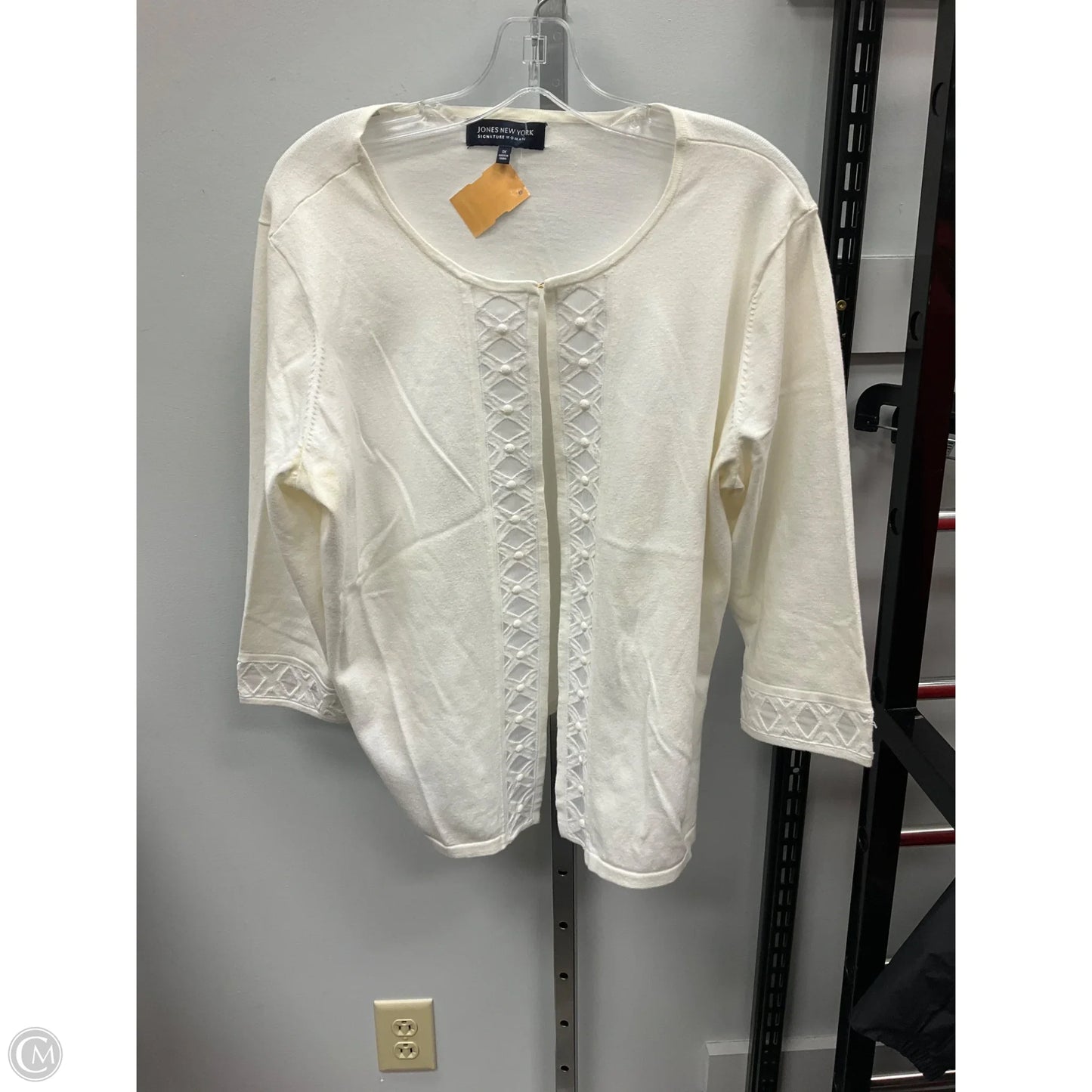 Sweater Cardigan By Jones New York In Ivory, Size: 1x