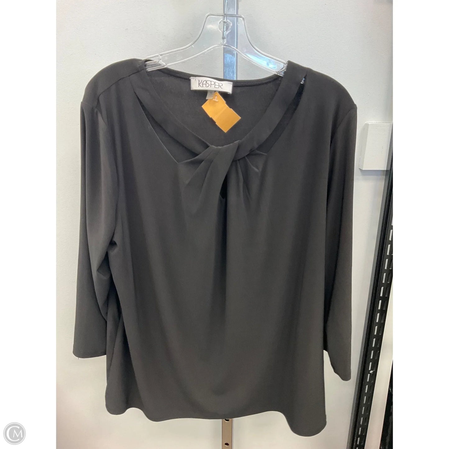 Top Long Sleeve By Kasper In Black, Size: Xl