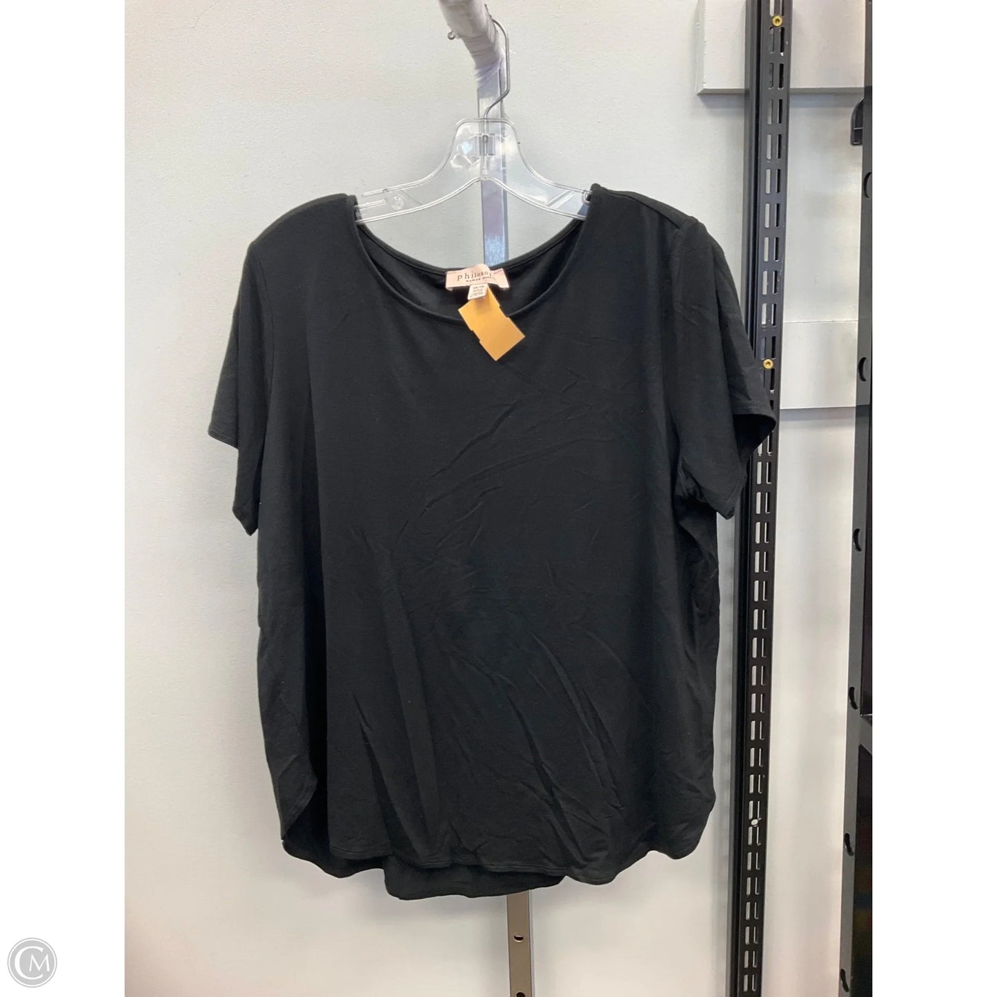 Top Short Sleeve Basic By Philosophy In Black, Size: 1x