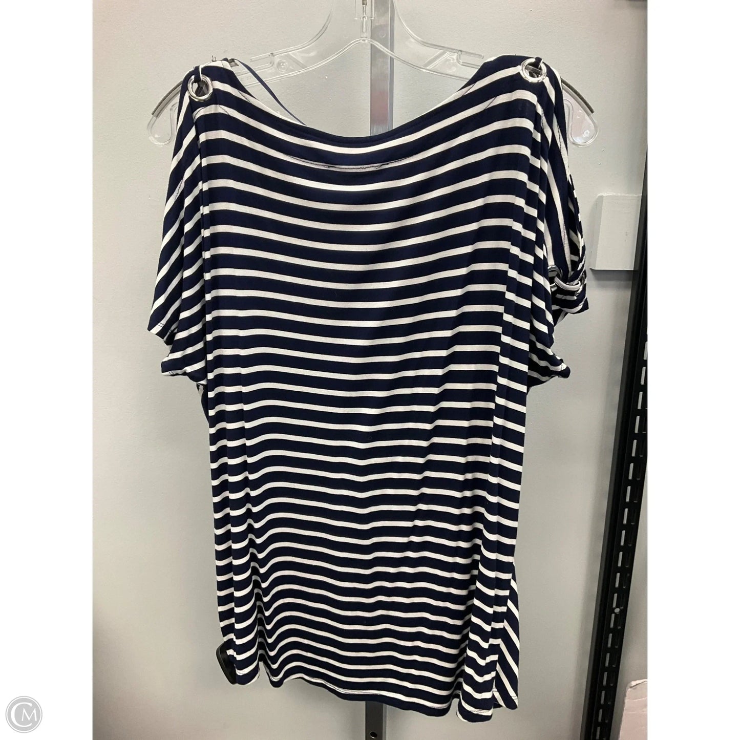 Top Short Sleeve By Cable And Gauge In Striped Pattern, Size: M
