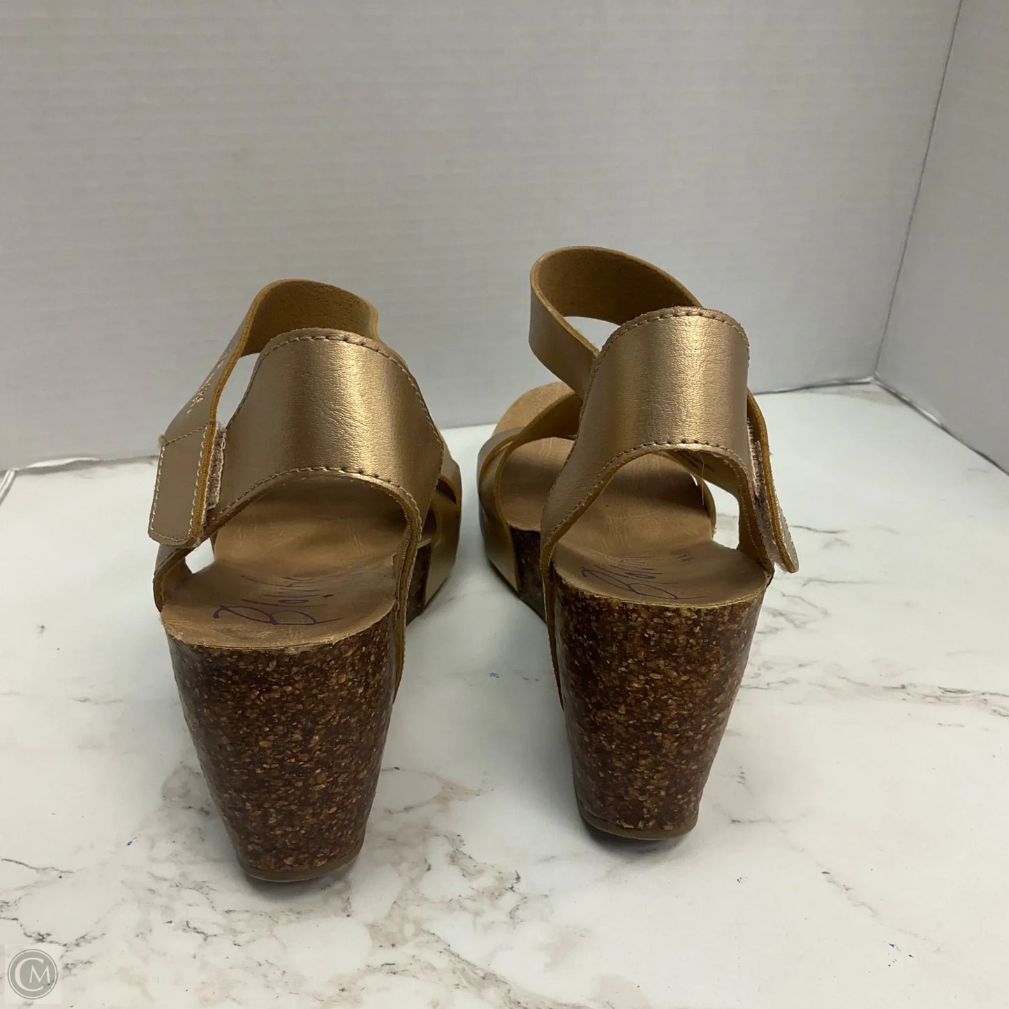 Sandals Heels Wedge By Blowfish In Gold, Size: 8.5