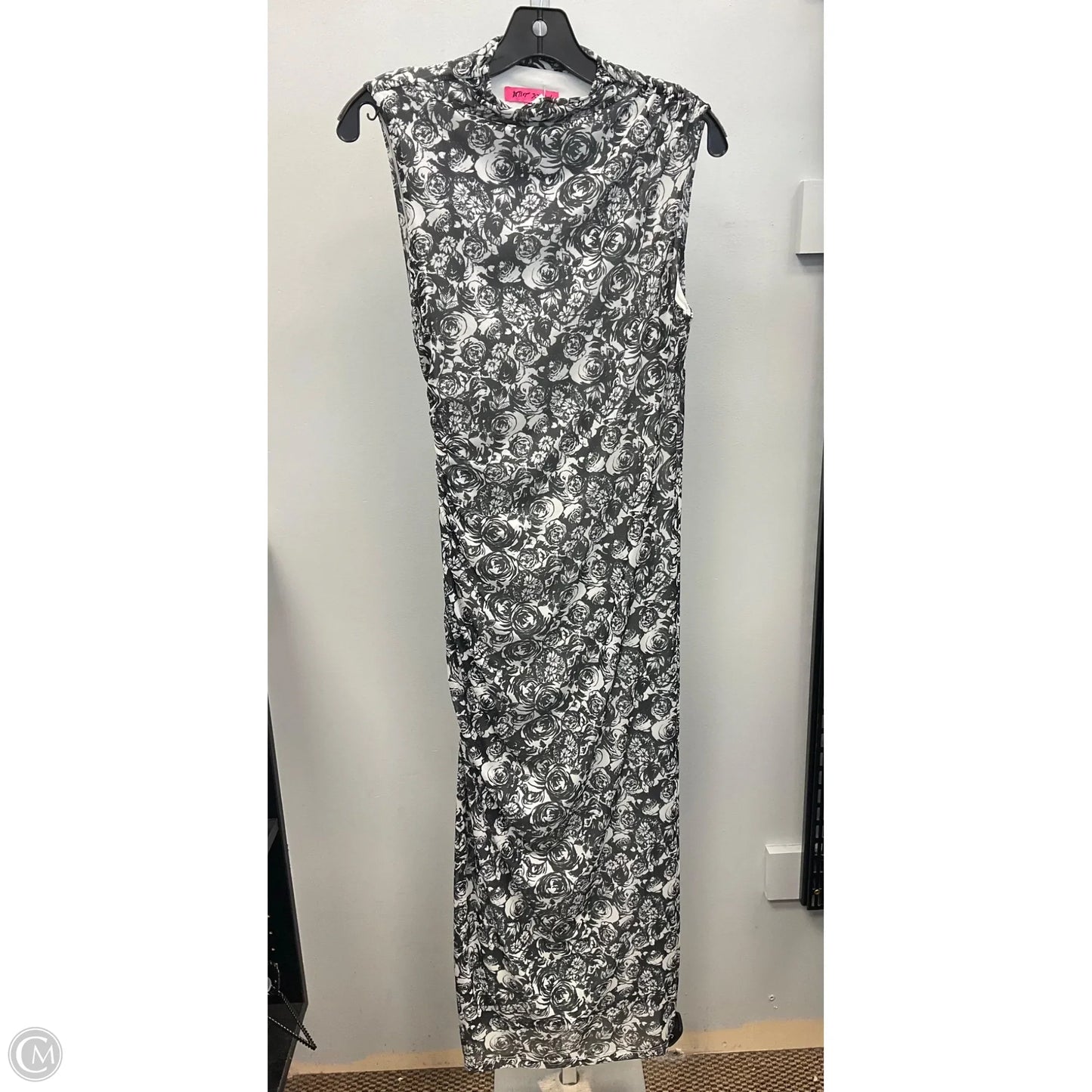 DRESS MAXI By Betsey Johnson In Grey & White, Size: M