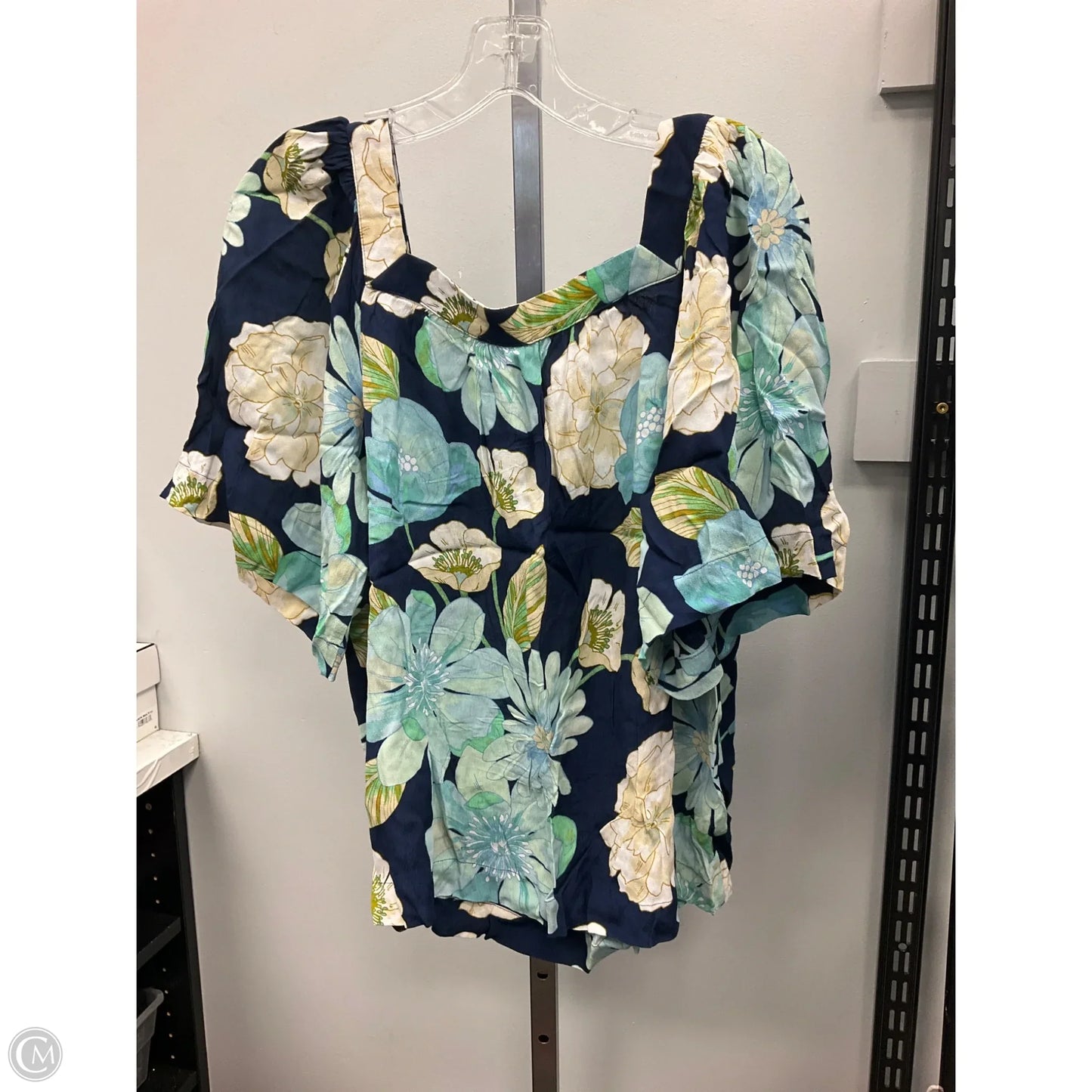 Top Short Sleeve By Loft In Blue & Green, Size: M