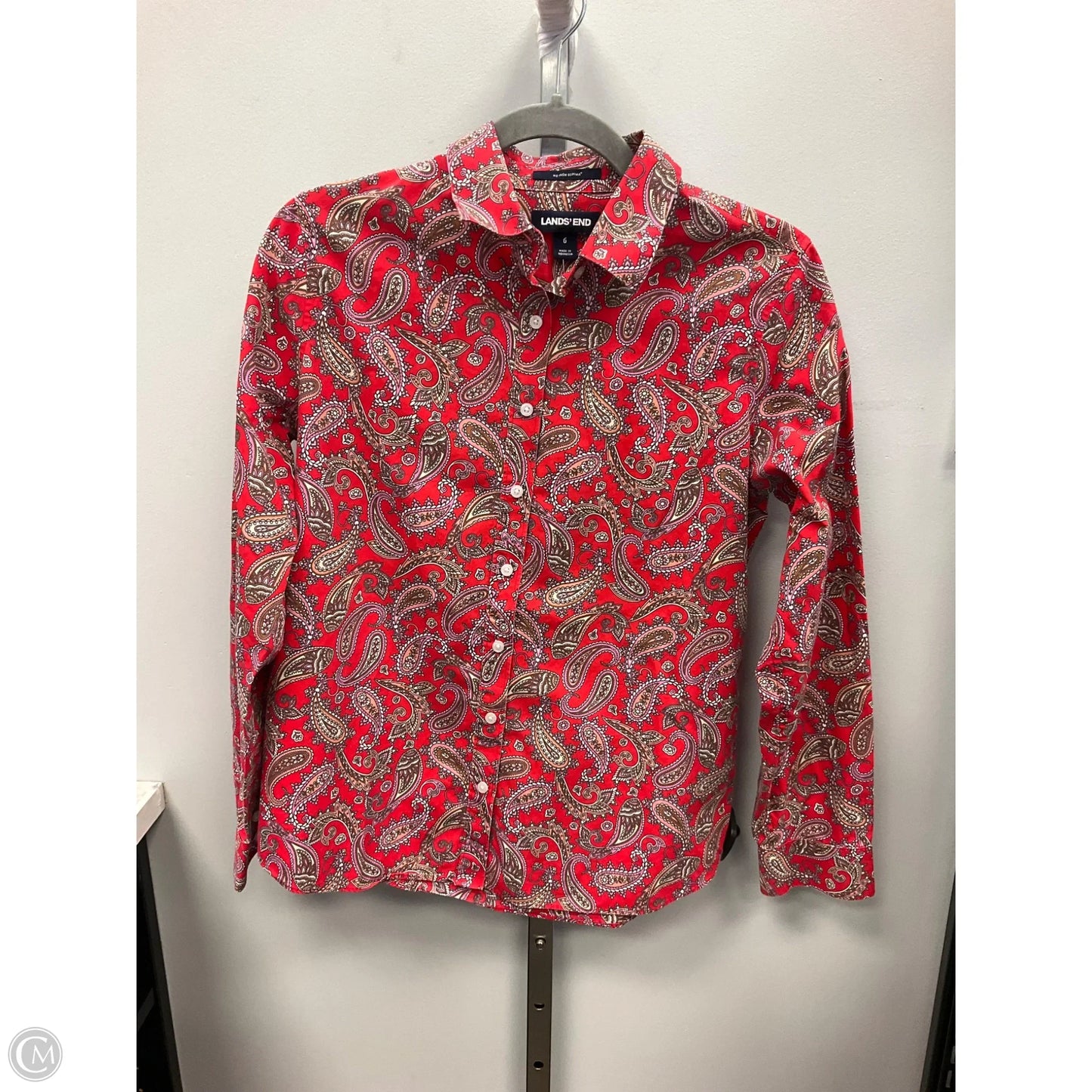 Top Long Sleeve By Lands End In Paisley Print, Size: 6