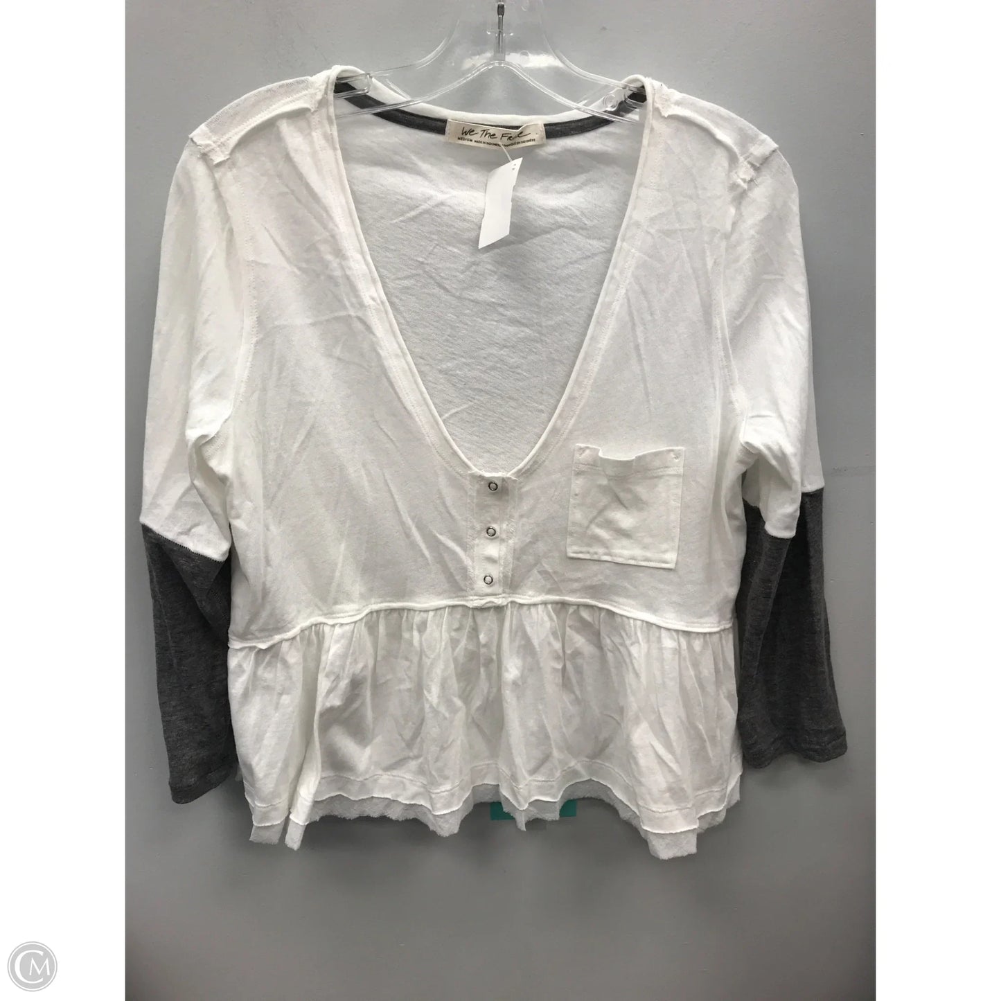 Top Long Sleeve By We The Free In Grey & White, Size: M