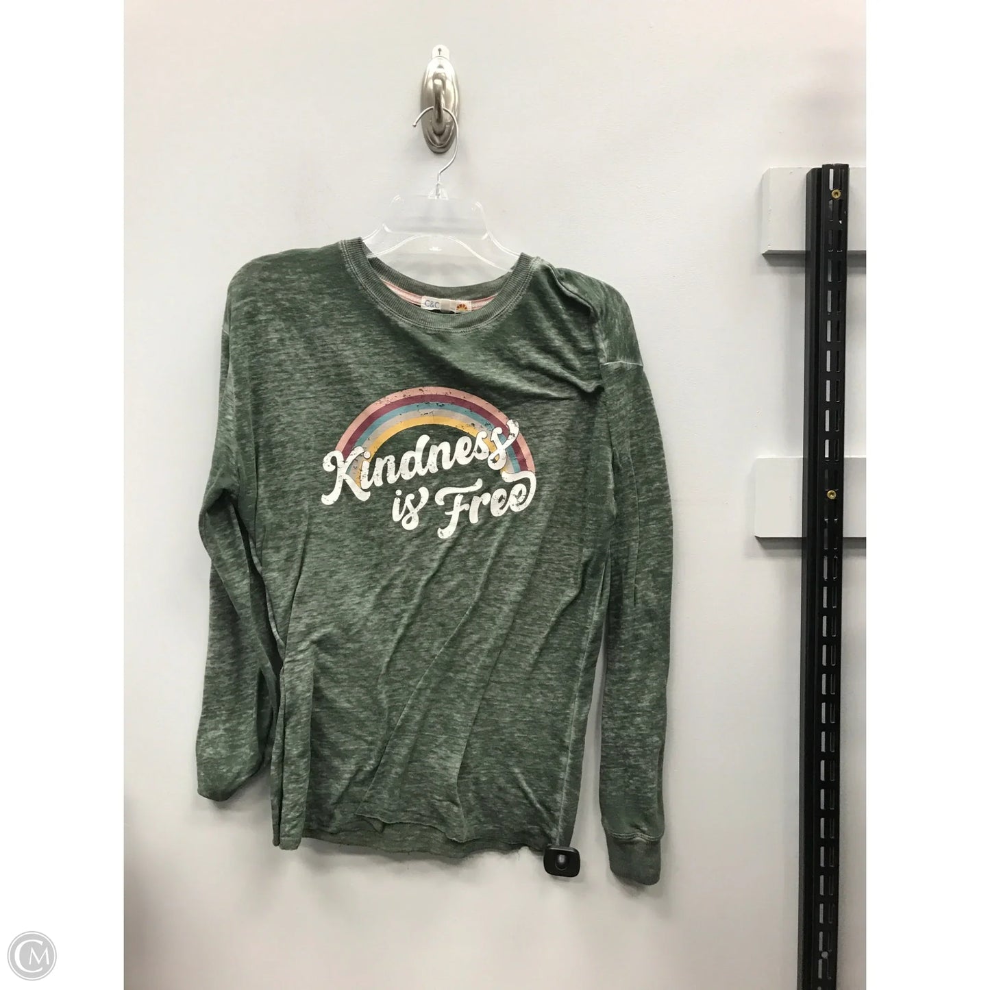 Top Long Sleeve By C And C In Green, Size: S
