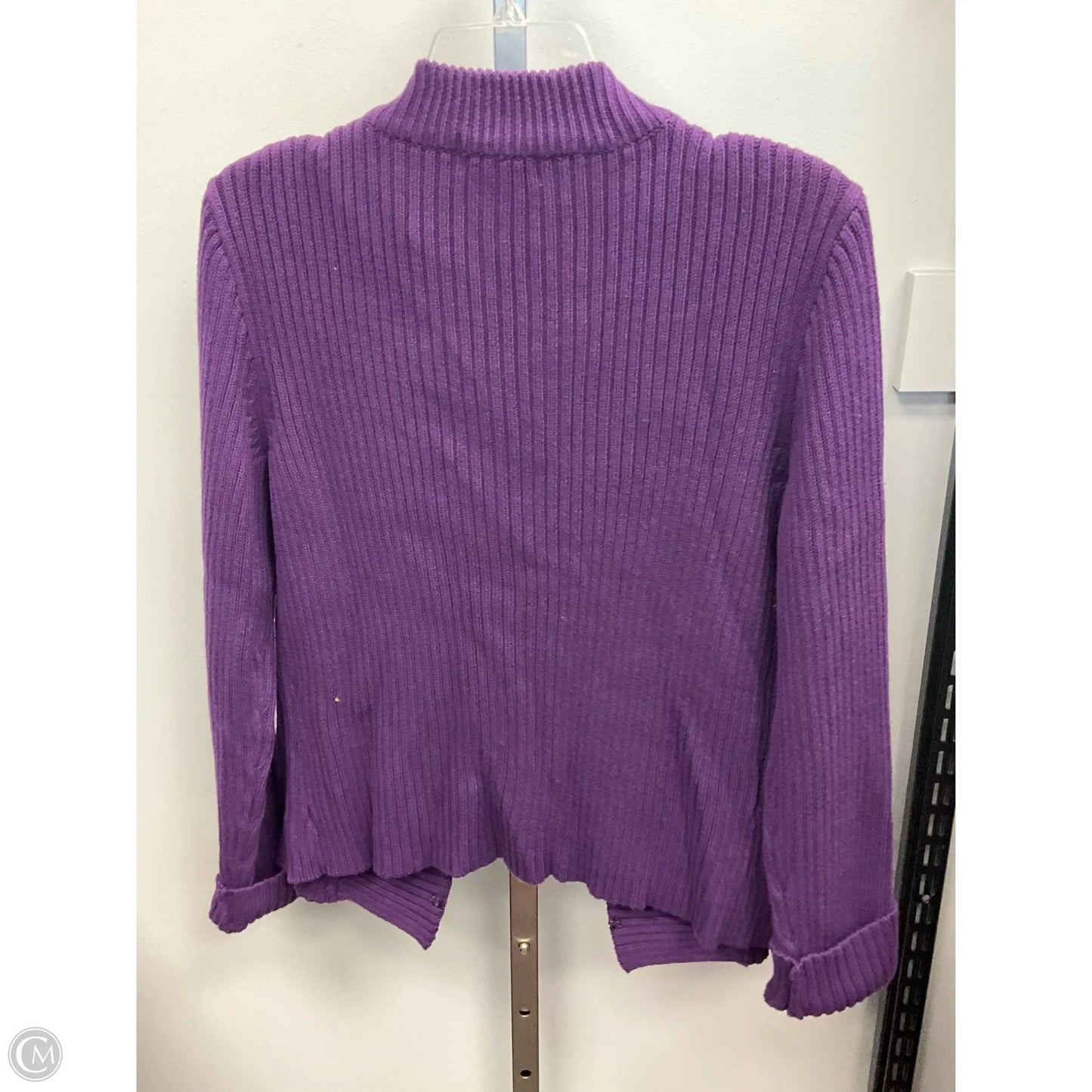 Sweater Cardigan By Chaps In Purple, Size: L
