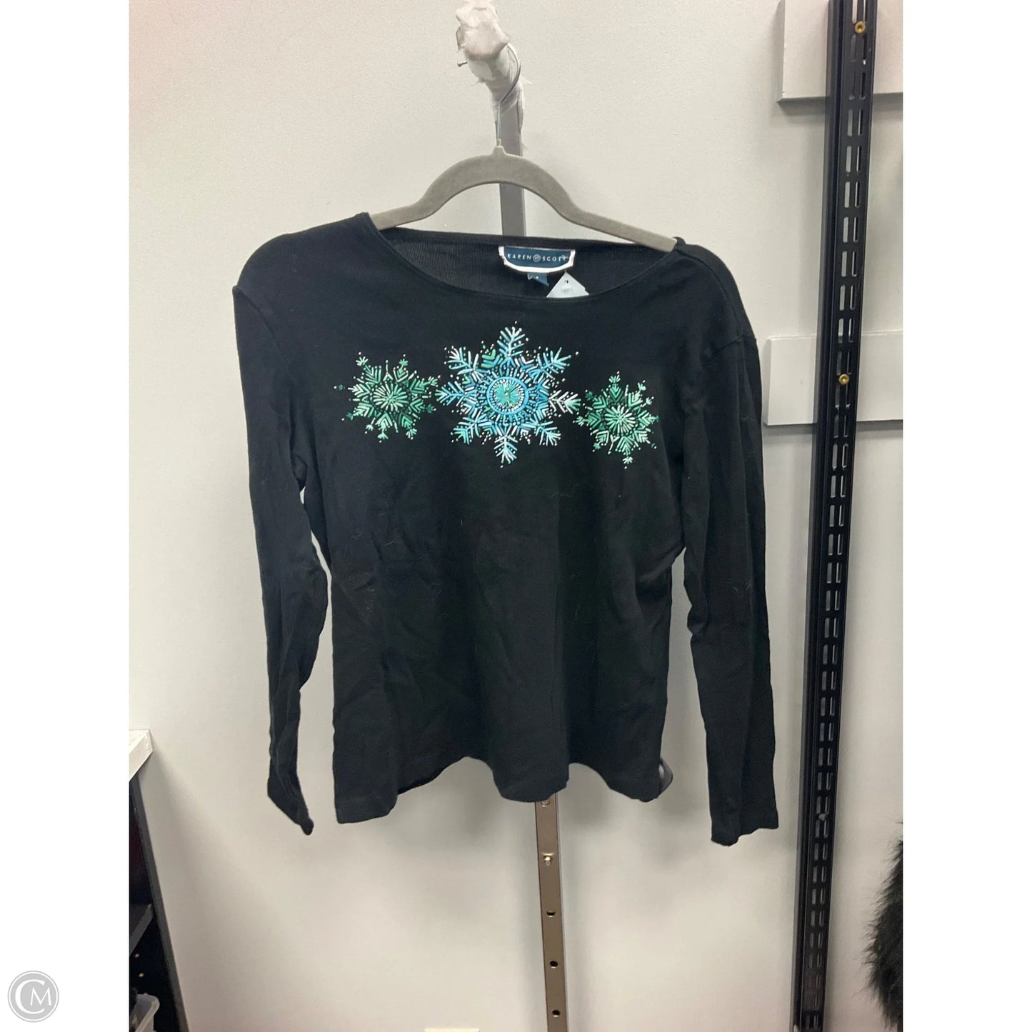 Top Long Sleeve By Karen Scott In Black, Size: S
