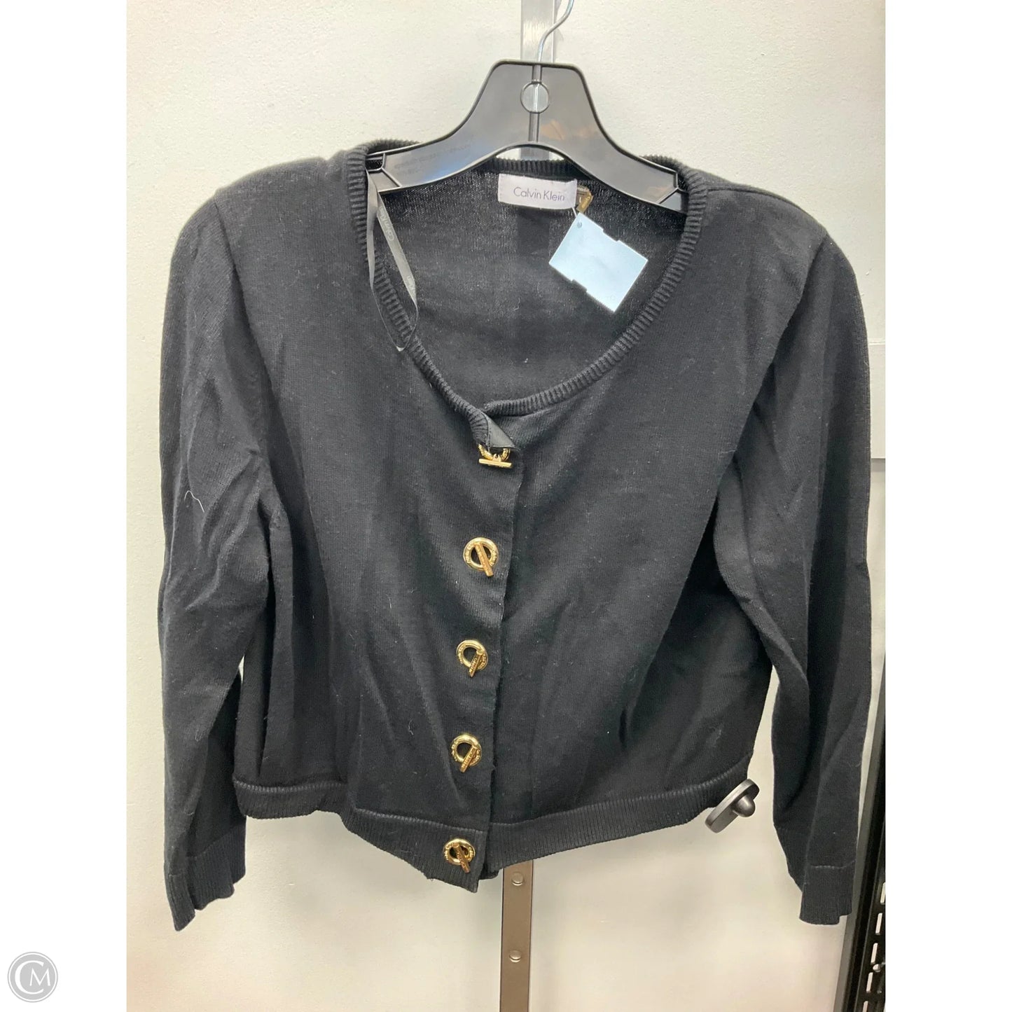 Sweater Cardigan By Calvin Klein In Black, Size: L