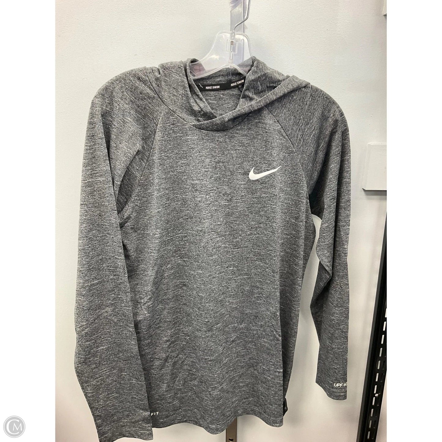 Athletic Top Long Sleeve Hoodie By Nike In Grey, Size: S