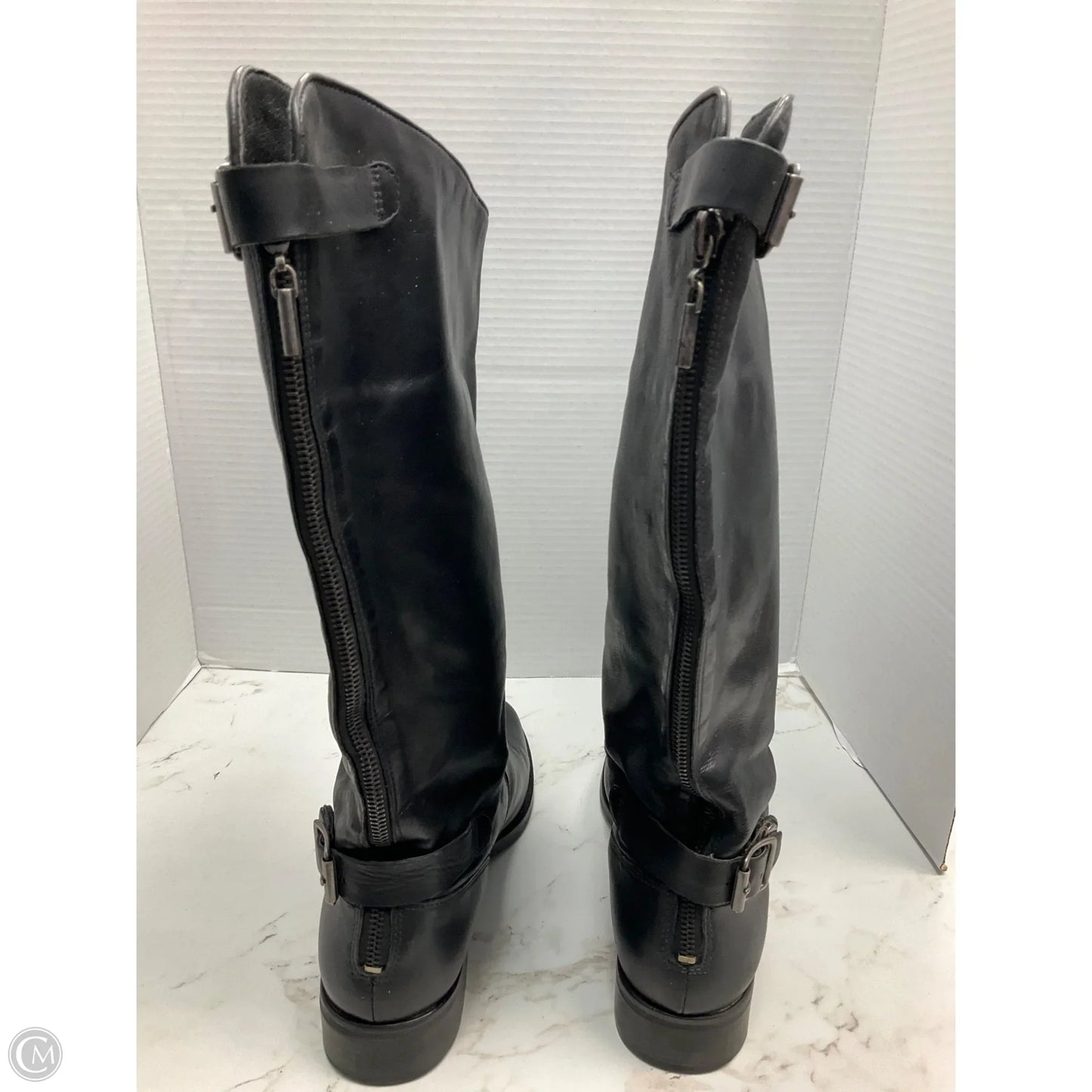 Boots Leather By Clothes Mentor In Black, Size: 10