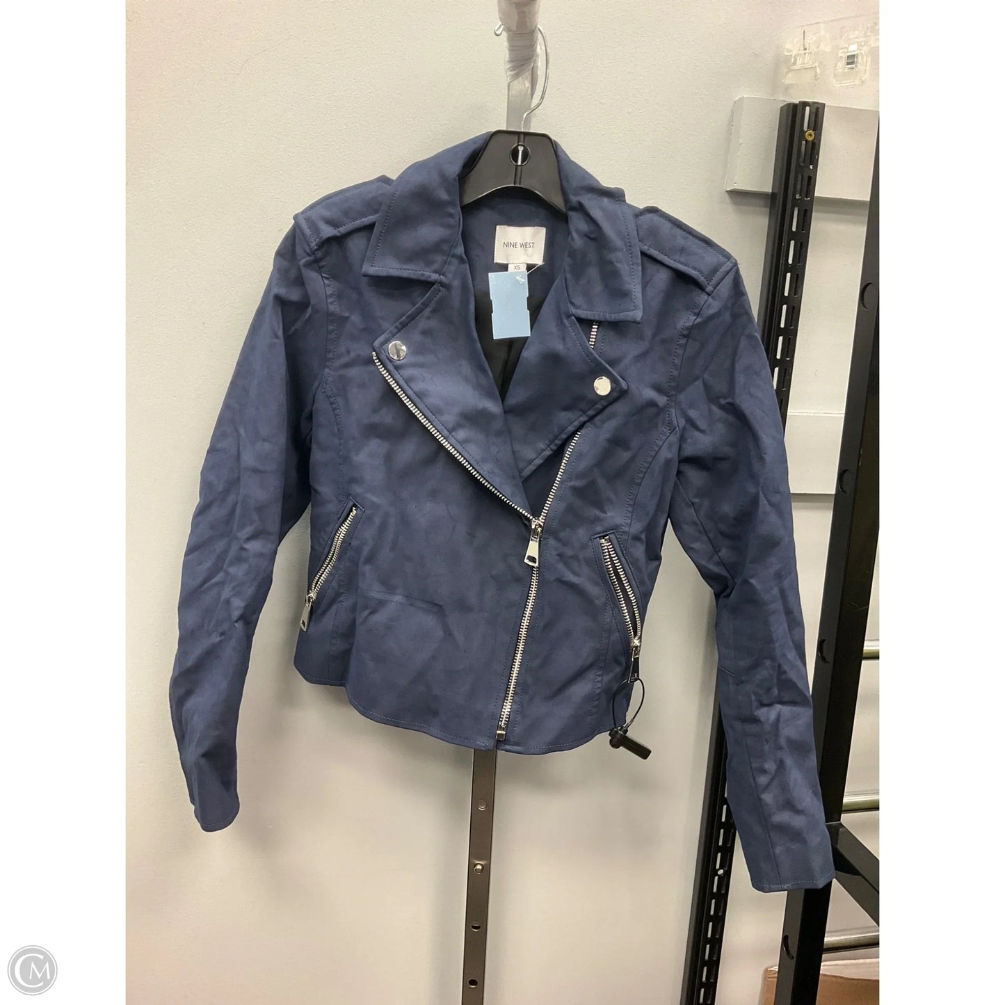 Jacket Moto By Nine West In Blue, Size: Xs