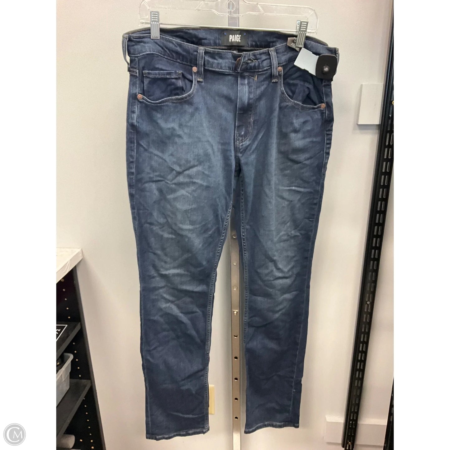 Jeans Straight By Paige In Blue Denim, Size: 16