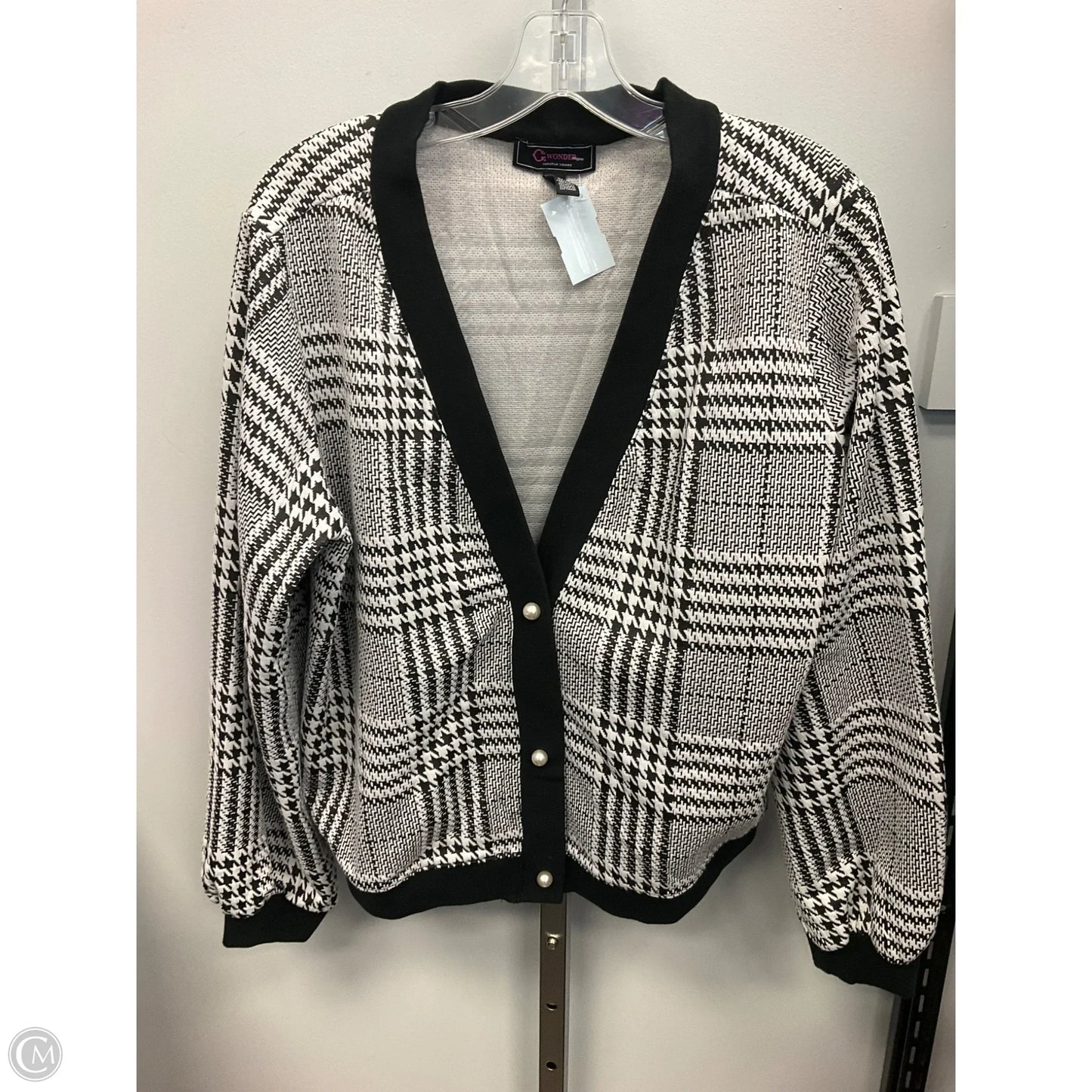 Sweater Cardigan By C Wonder In Black & White, Size: 1x