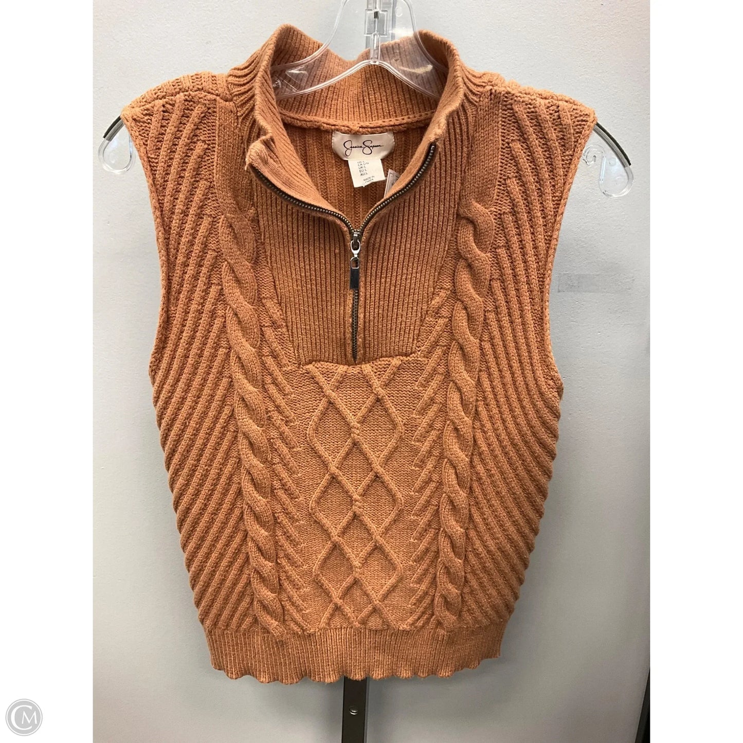 Vest Sweater By Jessica Simpson In Tan, Size: L