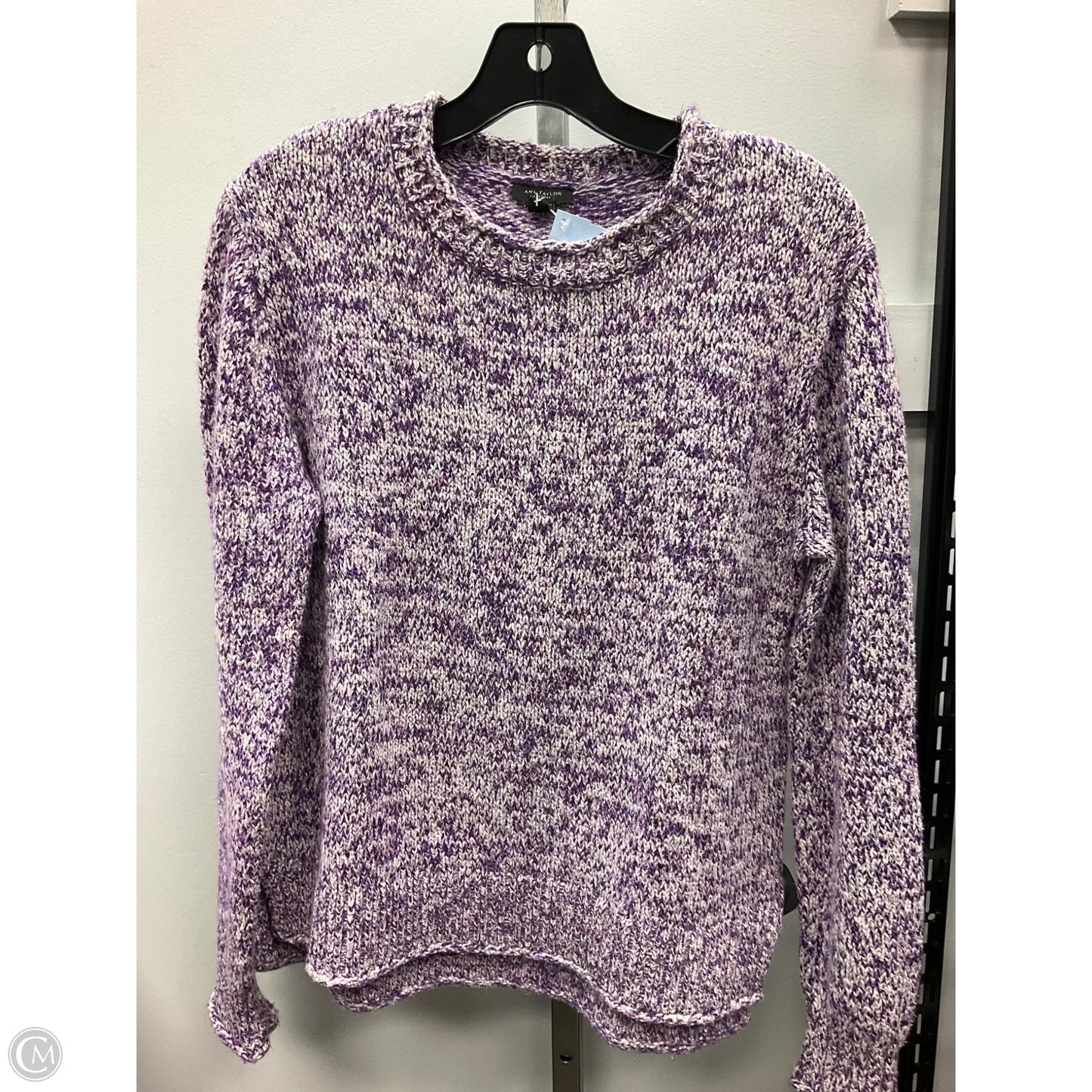 Sweater By Ann Taylor In Purple & White, Size: M