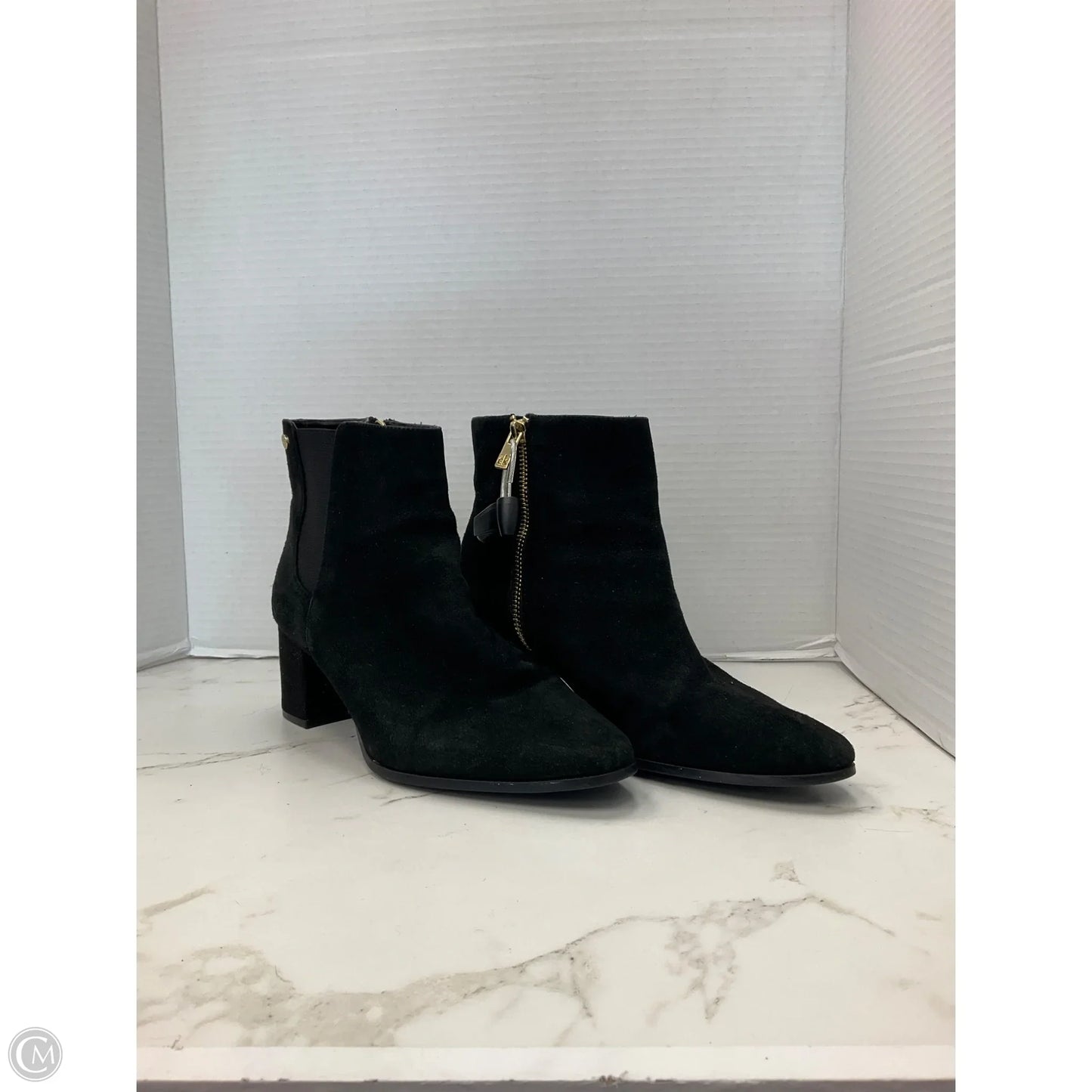 Boots Ankle Heels By Calvin Klein In Black, Size: 9.5