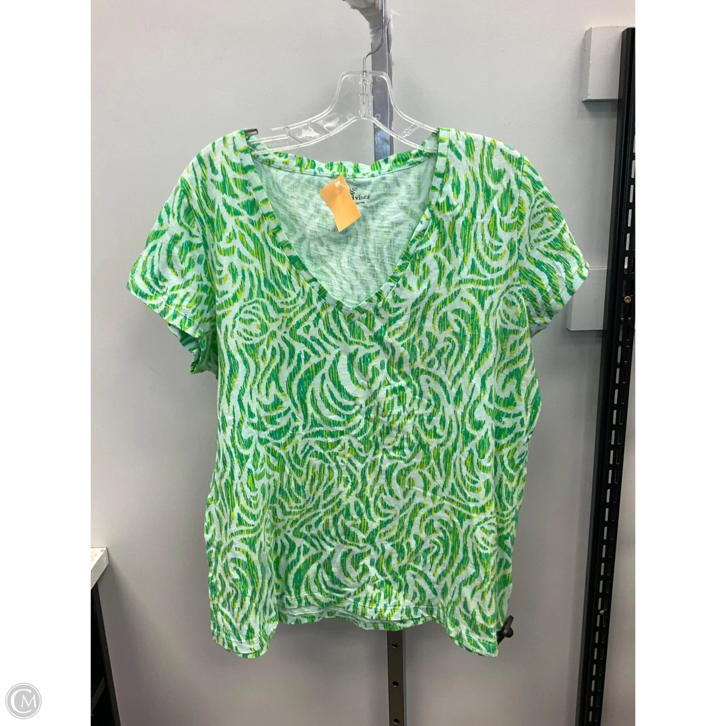 Top Short Sleeve By Vineyard Vines In Blue & Green, Size: L