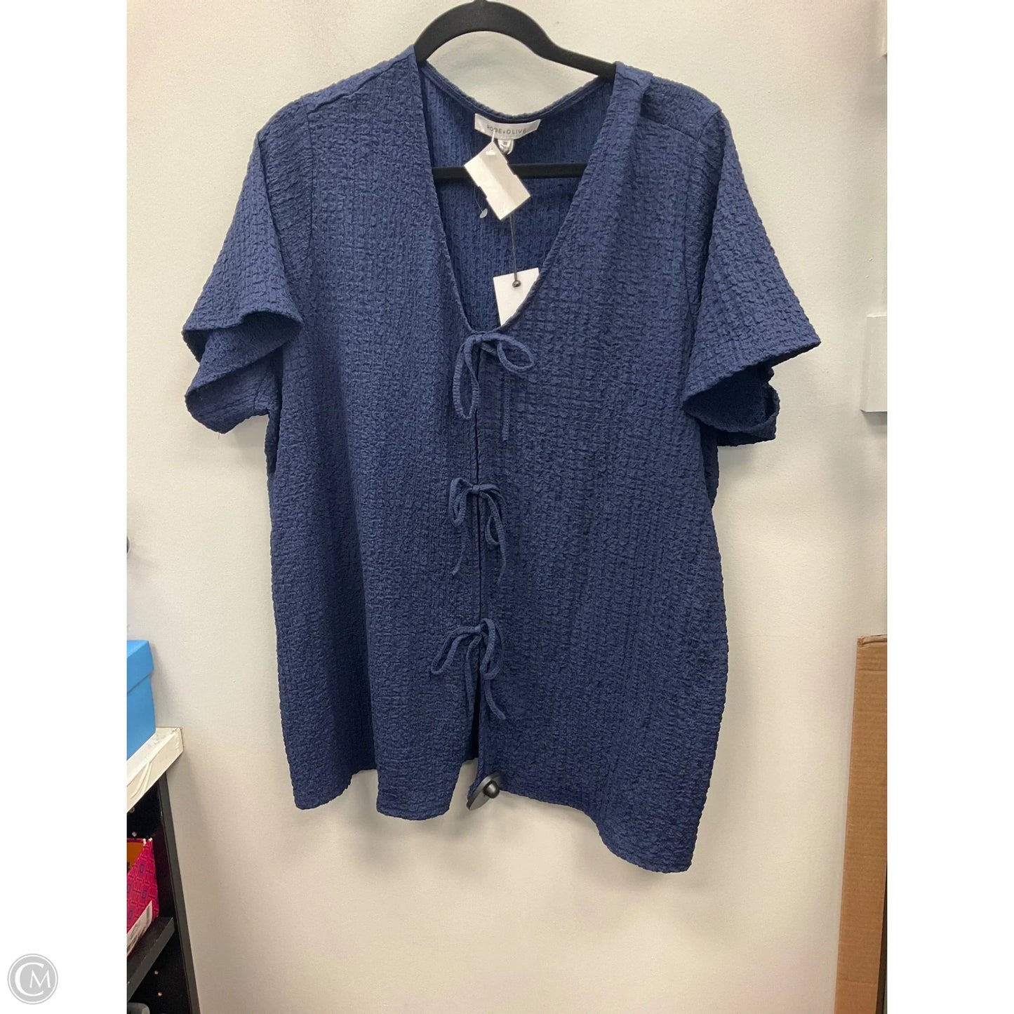 Top Short Sleeve By Rose And Olive In Navy, Size: 3x