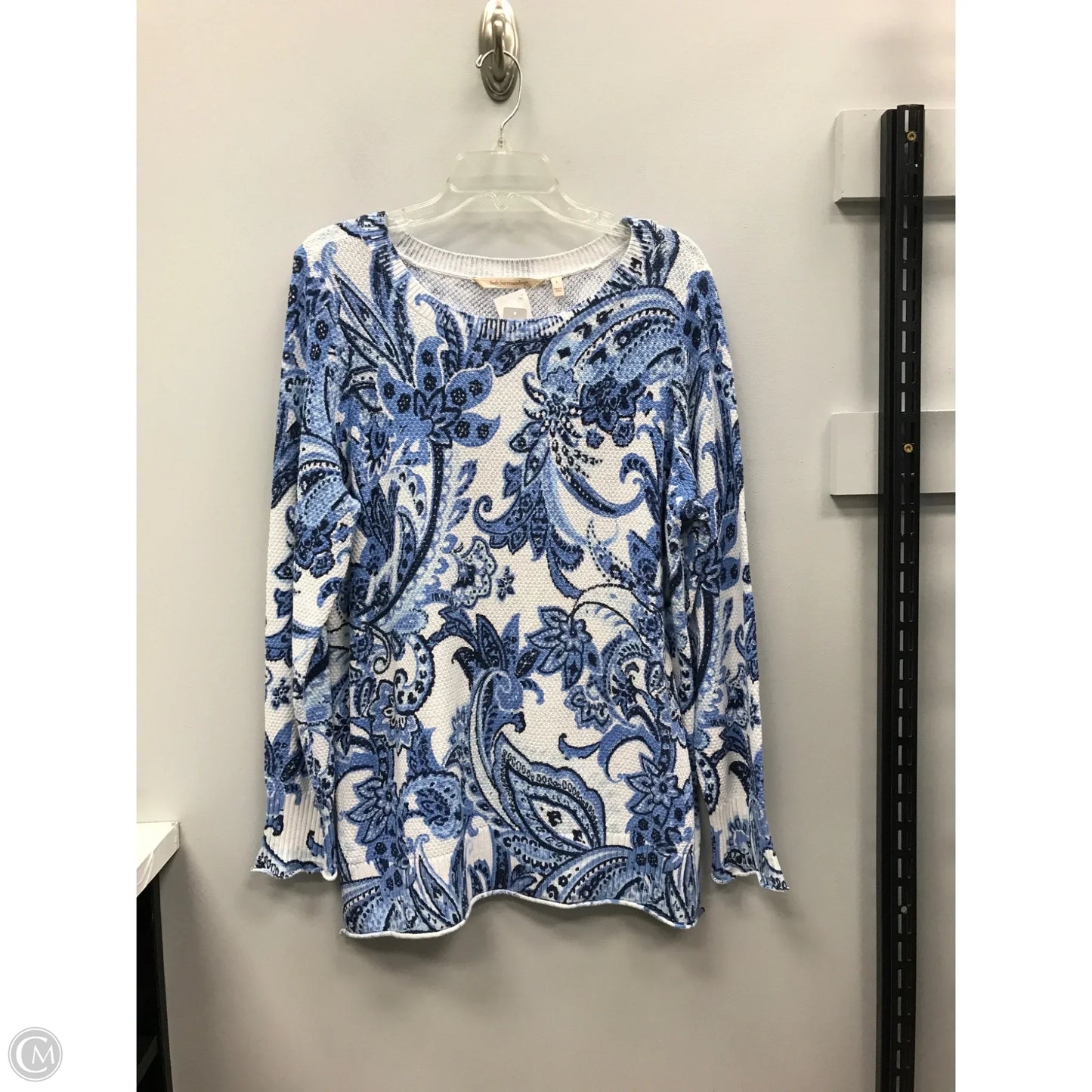 Top Long Sleeve By Soft Surroundings In Blue & White, Size: L