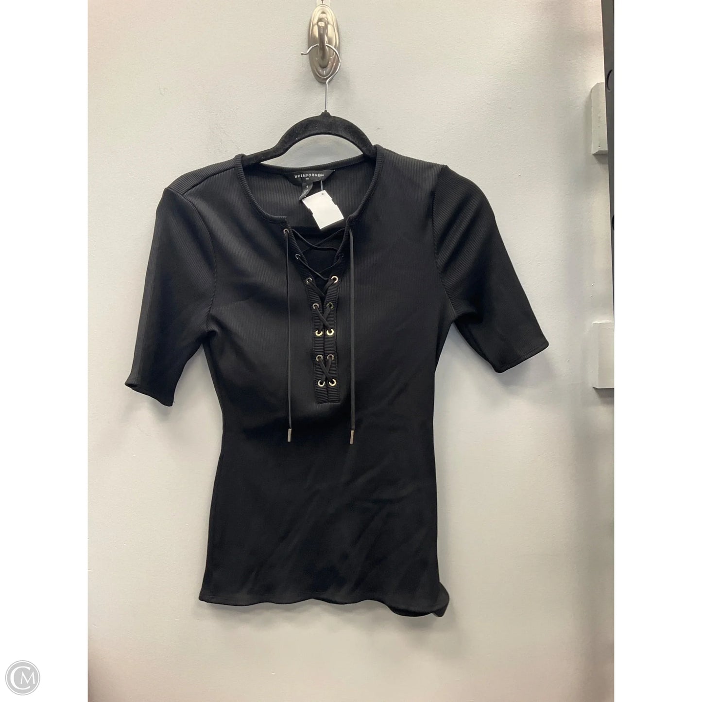 Top Short Sleeve By White House Black Market In Black, Size: S