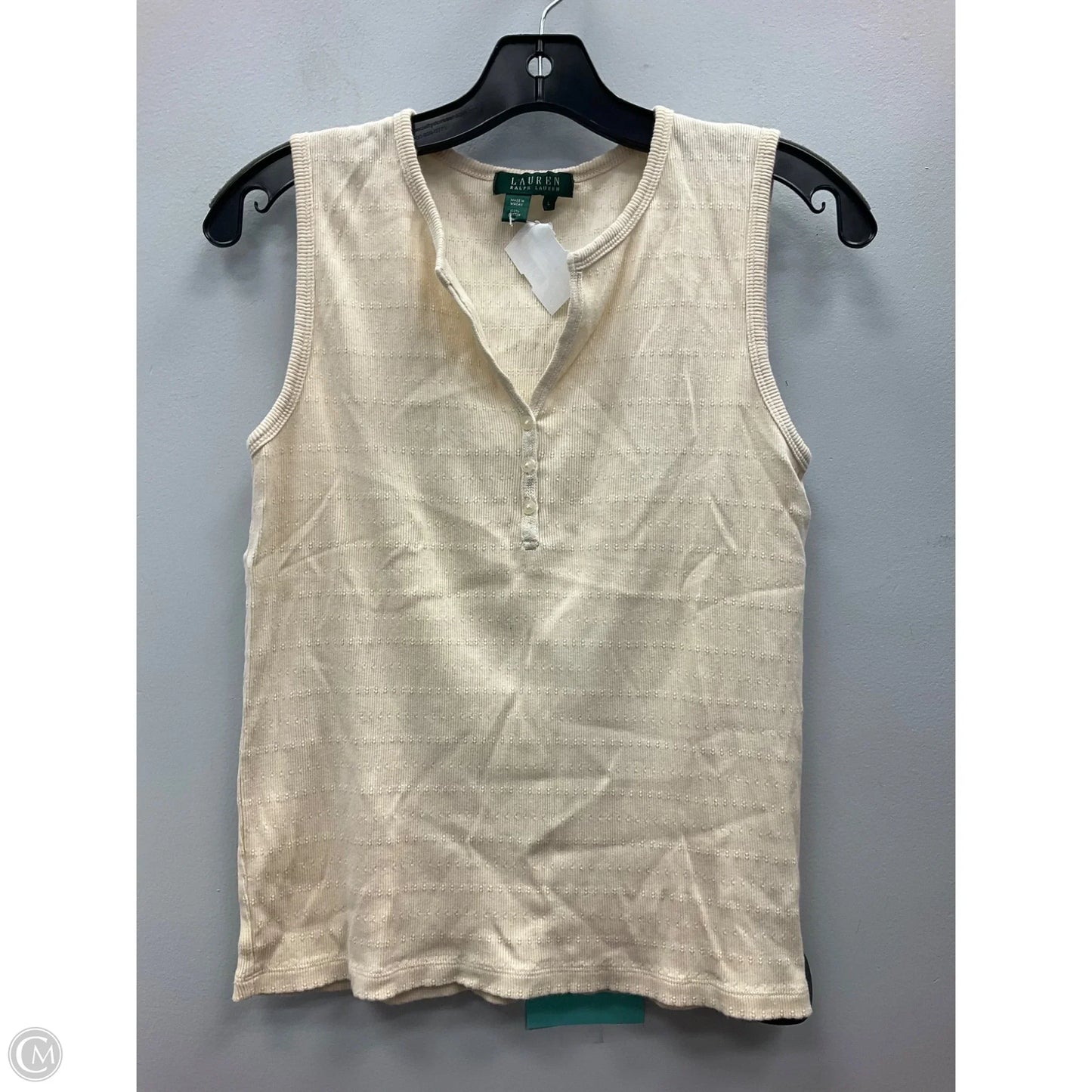 Top Sleeveless By Lauren By Ralph Lauren In Cream, Size: L