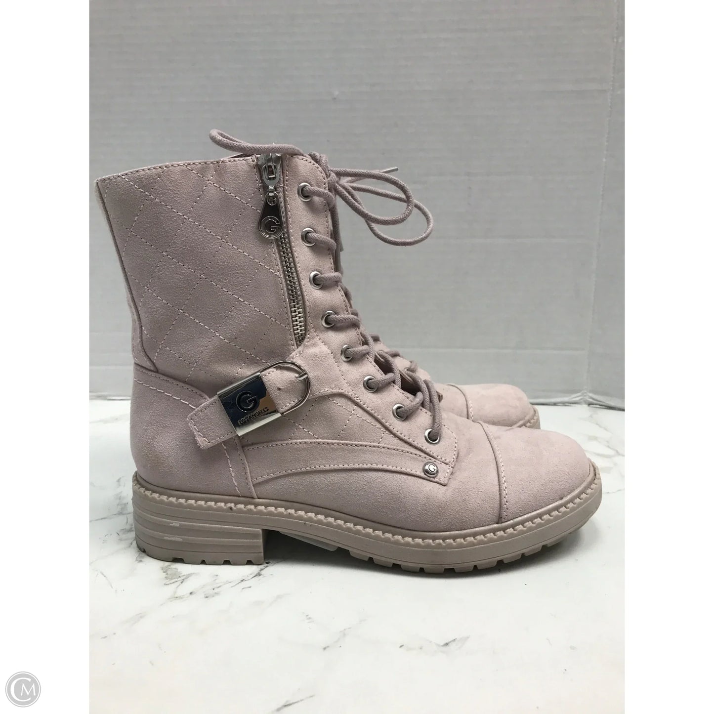 Boots Ankle Heels By Guess In Pink, Size: 6