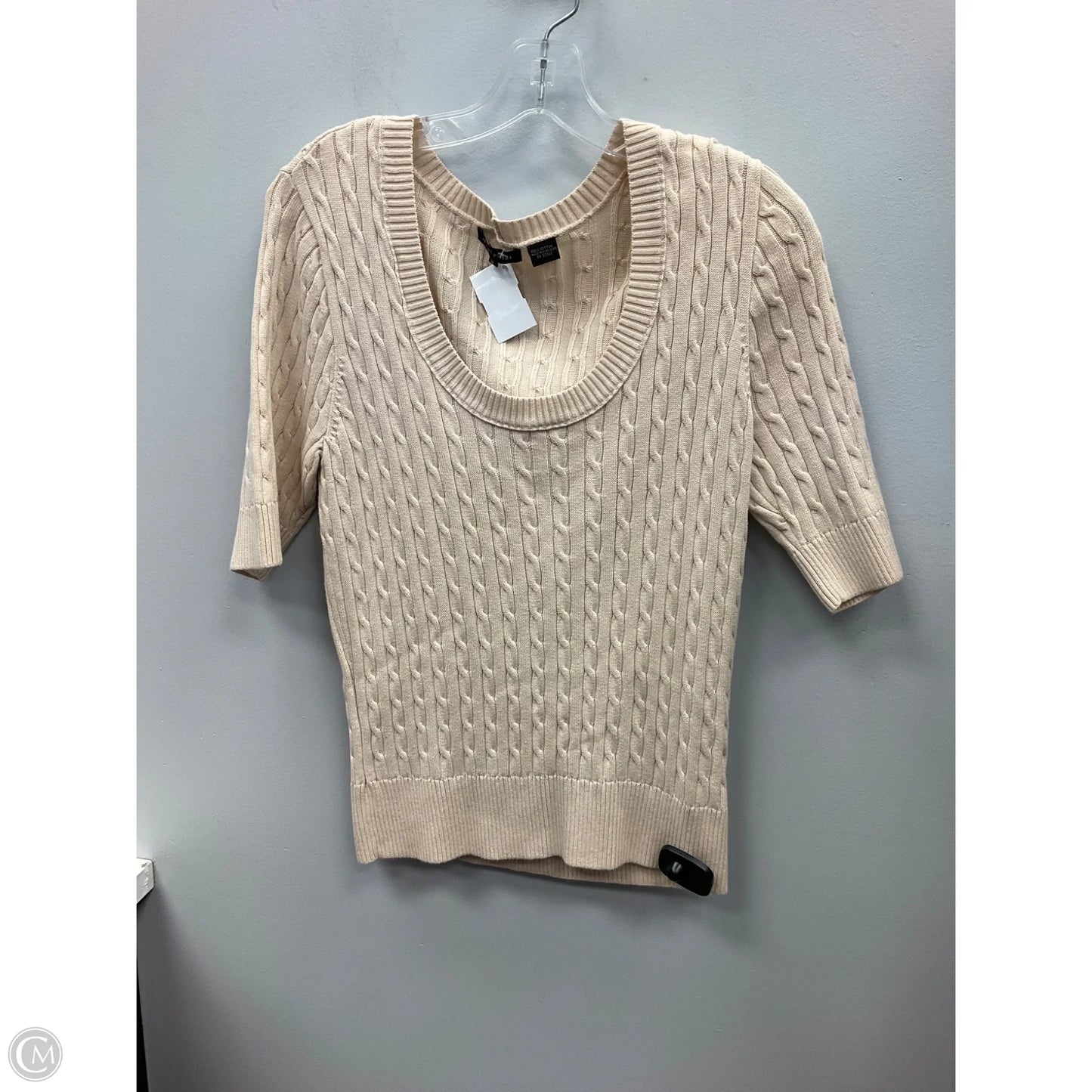 Top Short Sleeve By Jeanne Pierre In Cream, Size: M