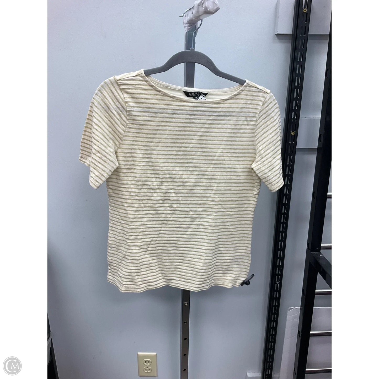 Top Short Sleeve By Lauren By Ralph Lauren In Cream, Size: M