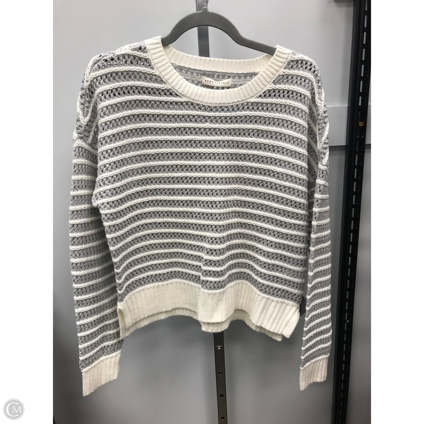 Sweater By Aeropostale In Grey & White, Size: M