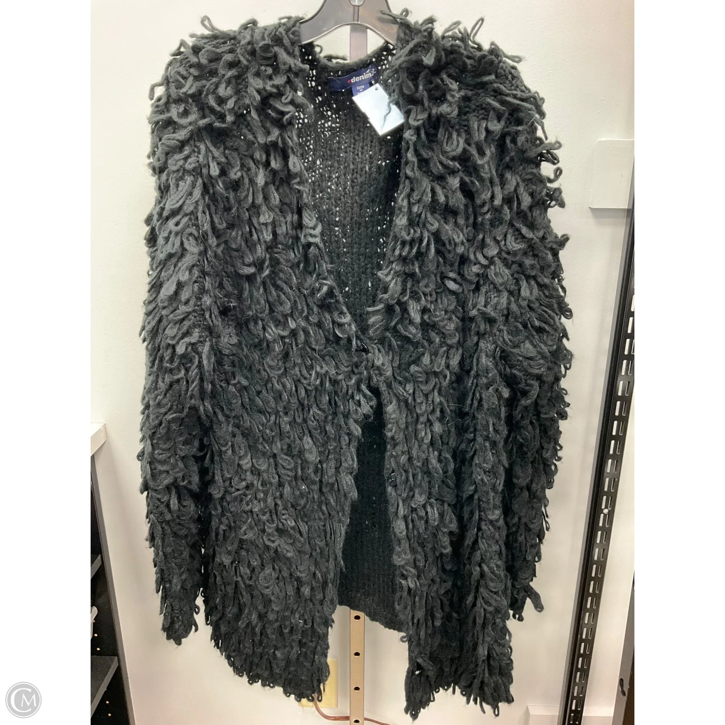 Sweater Cardigan By Denim 24/7 In Black, Size: 1x