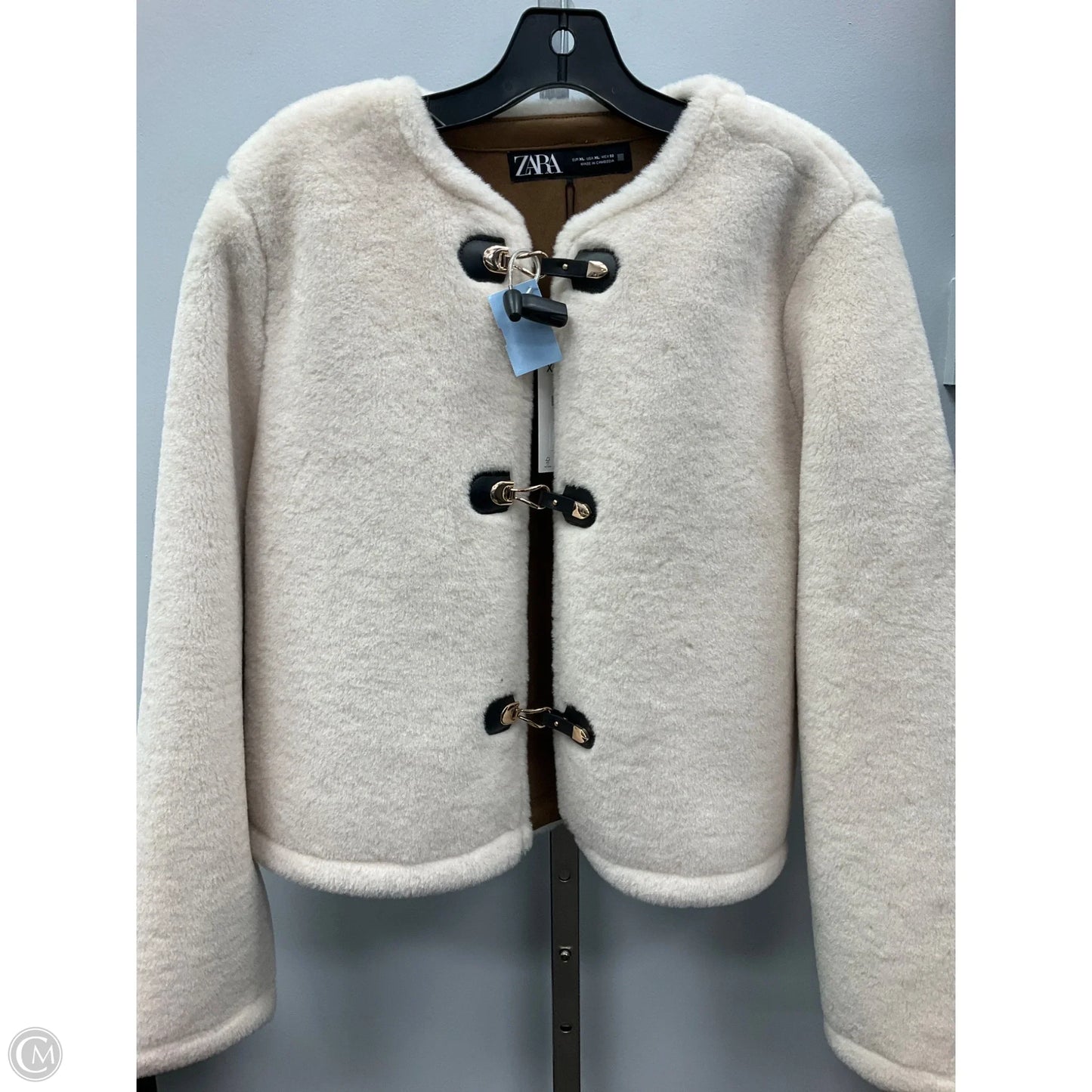 Coat Faux Fur & Sherpa By Zara In Cream, Size: Xl