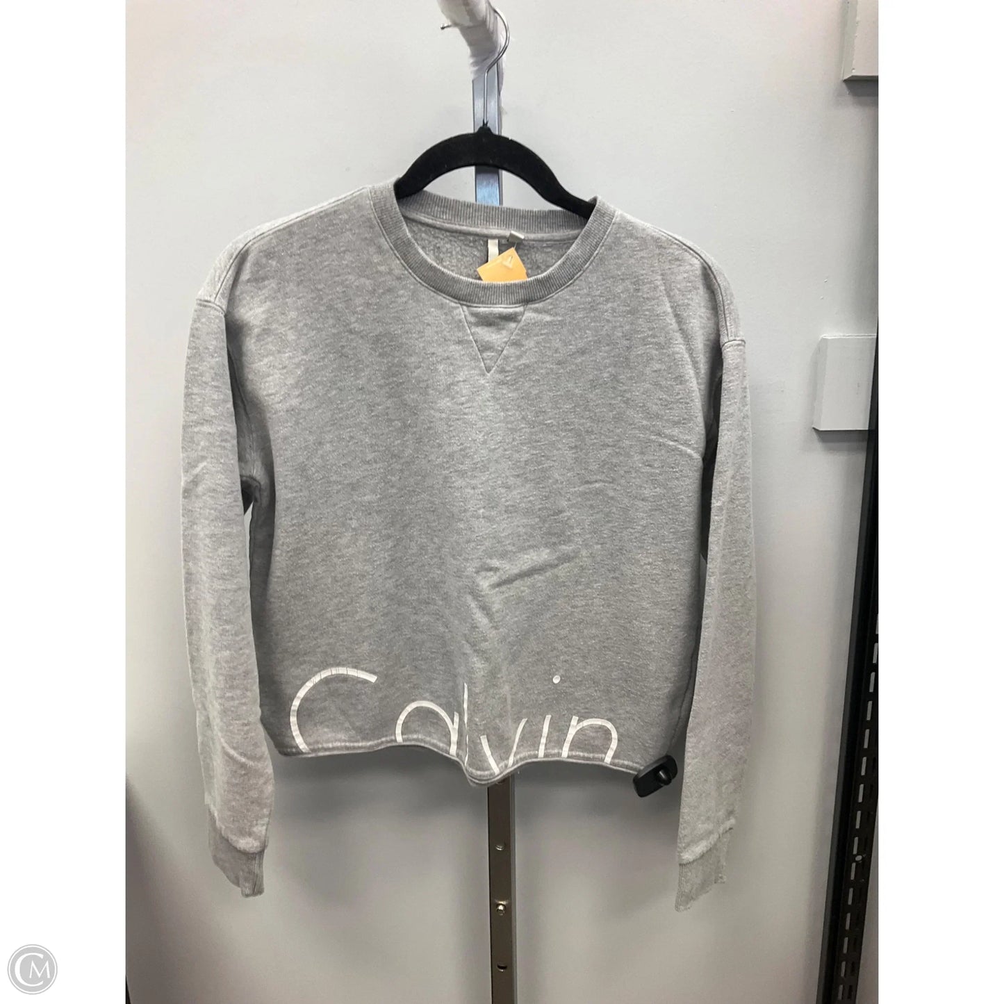 Top Long Sleeve By Calvin Klein In Grey, Size: S