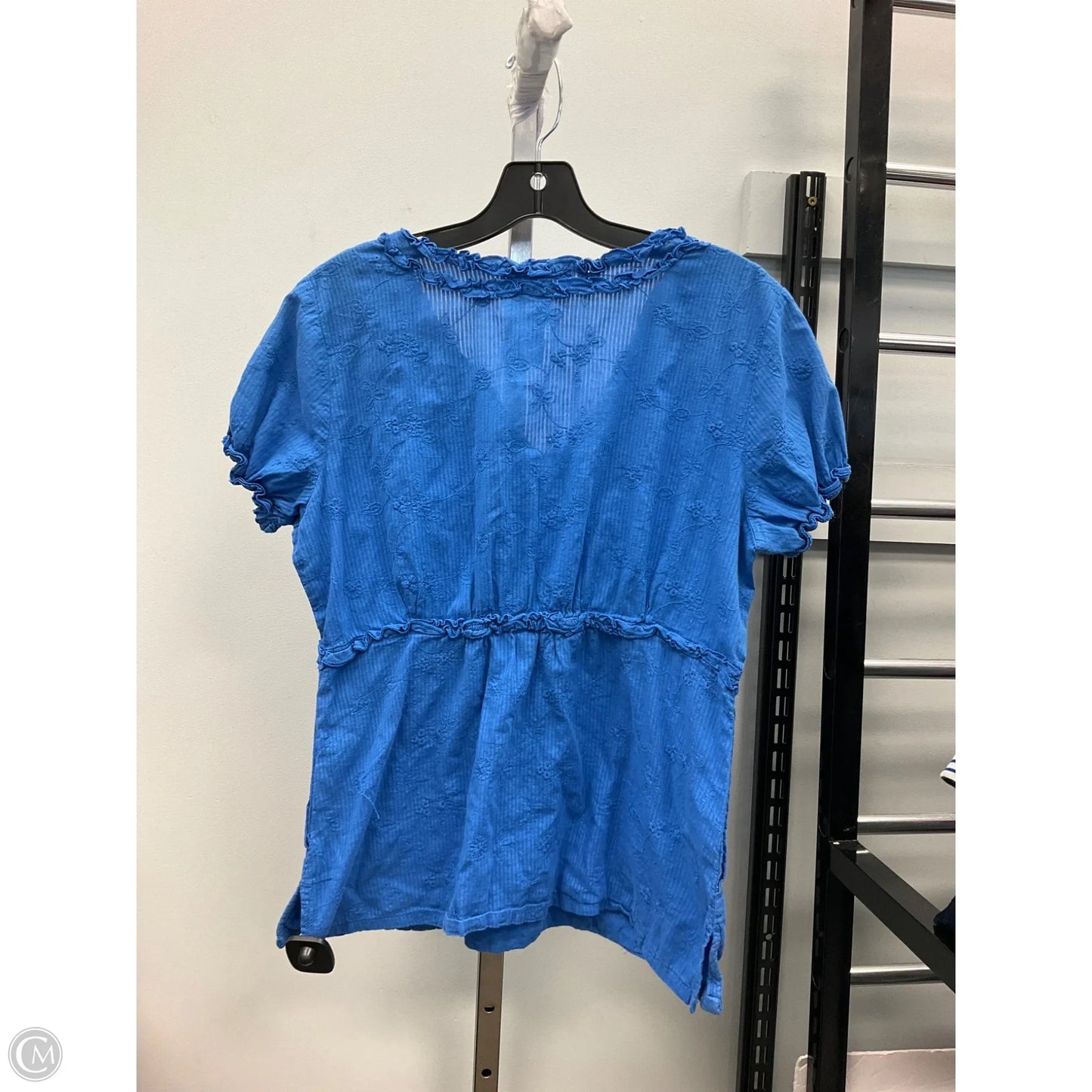 Top Short Sleeve By Koi Kathy Peterson In Blue, Size: M