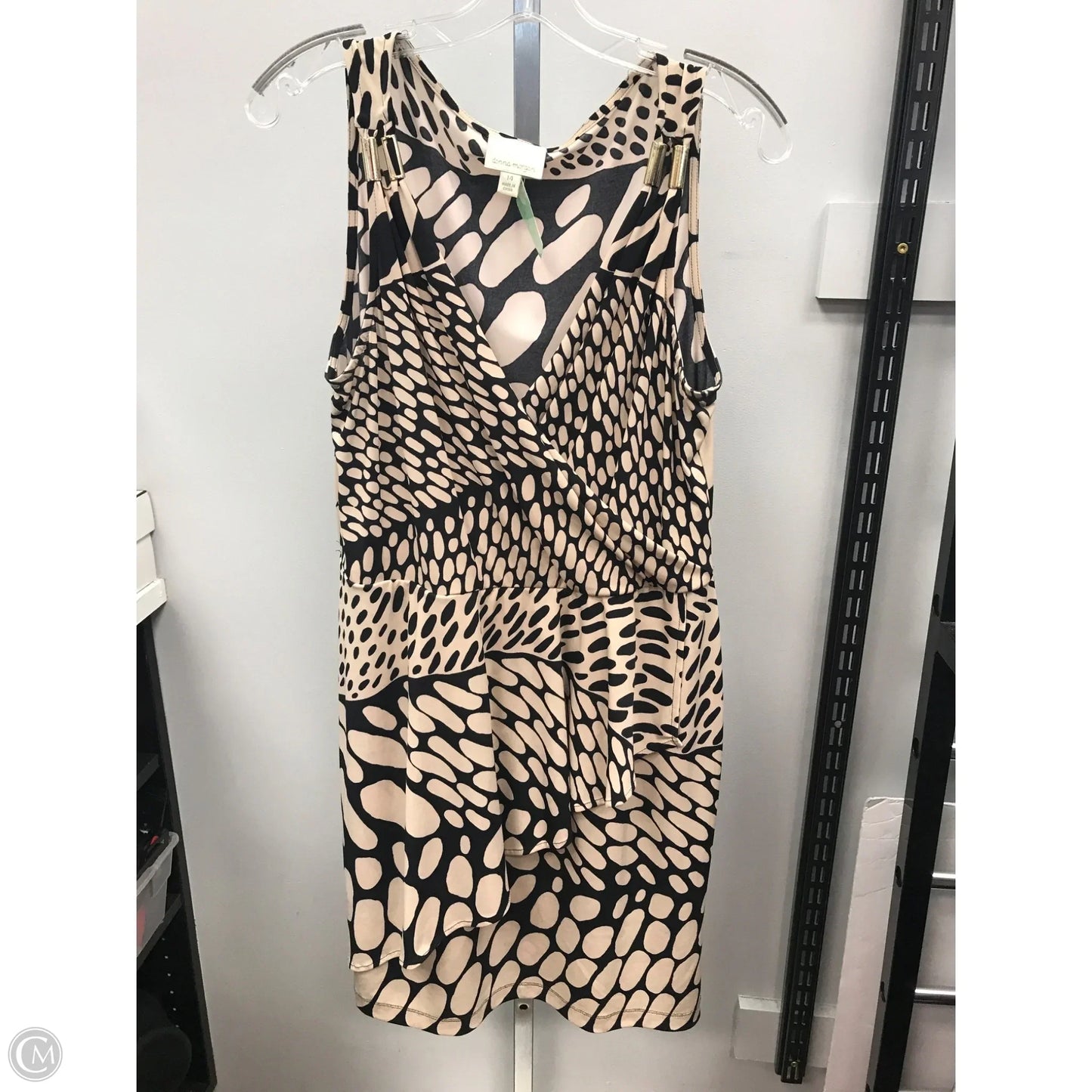 Dress Casual Short By Donna Morgan In Black & Tan, Size: 14